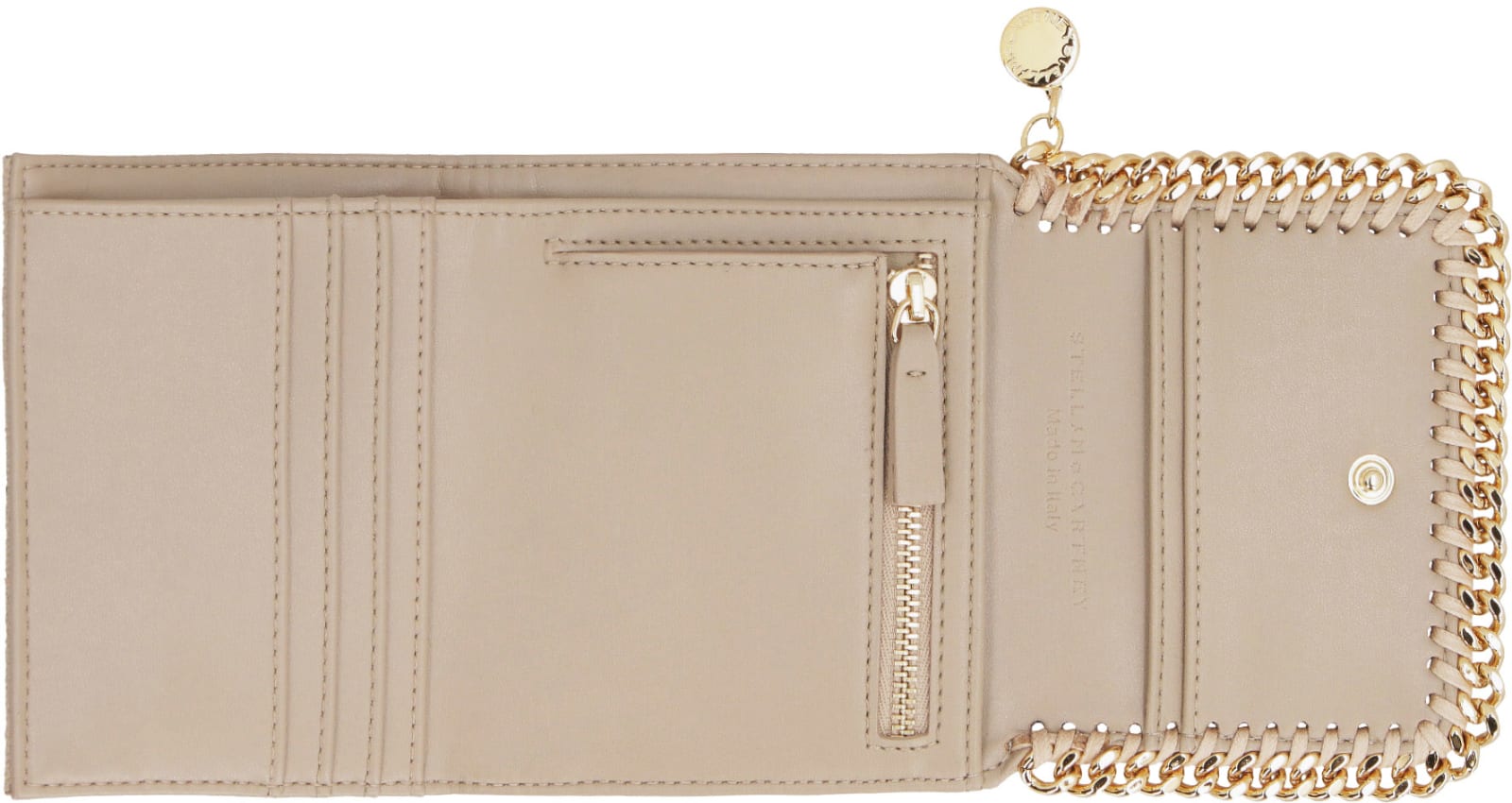 Shop Stella Mccartney Falabella Small Flap Wallet In Beige