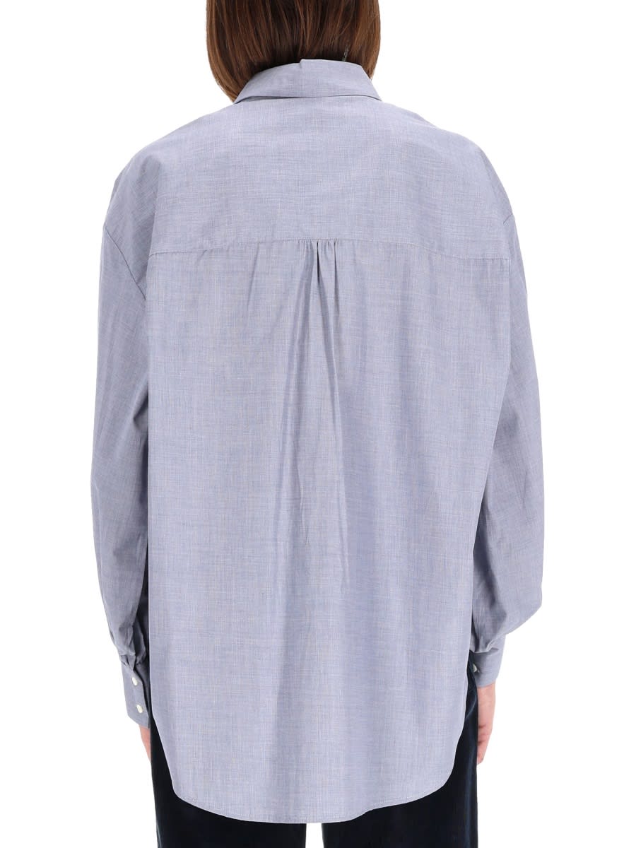 Aspesi High Collar Shirt In Blue