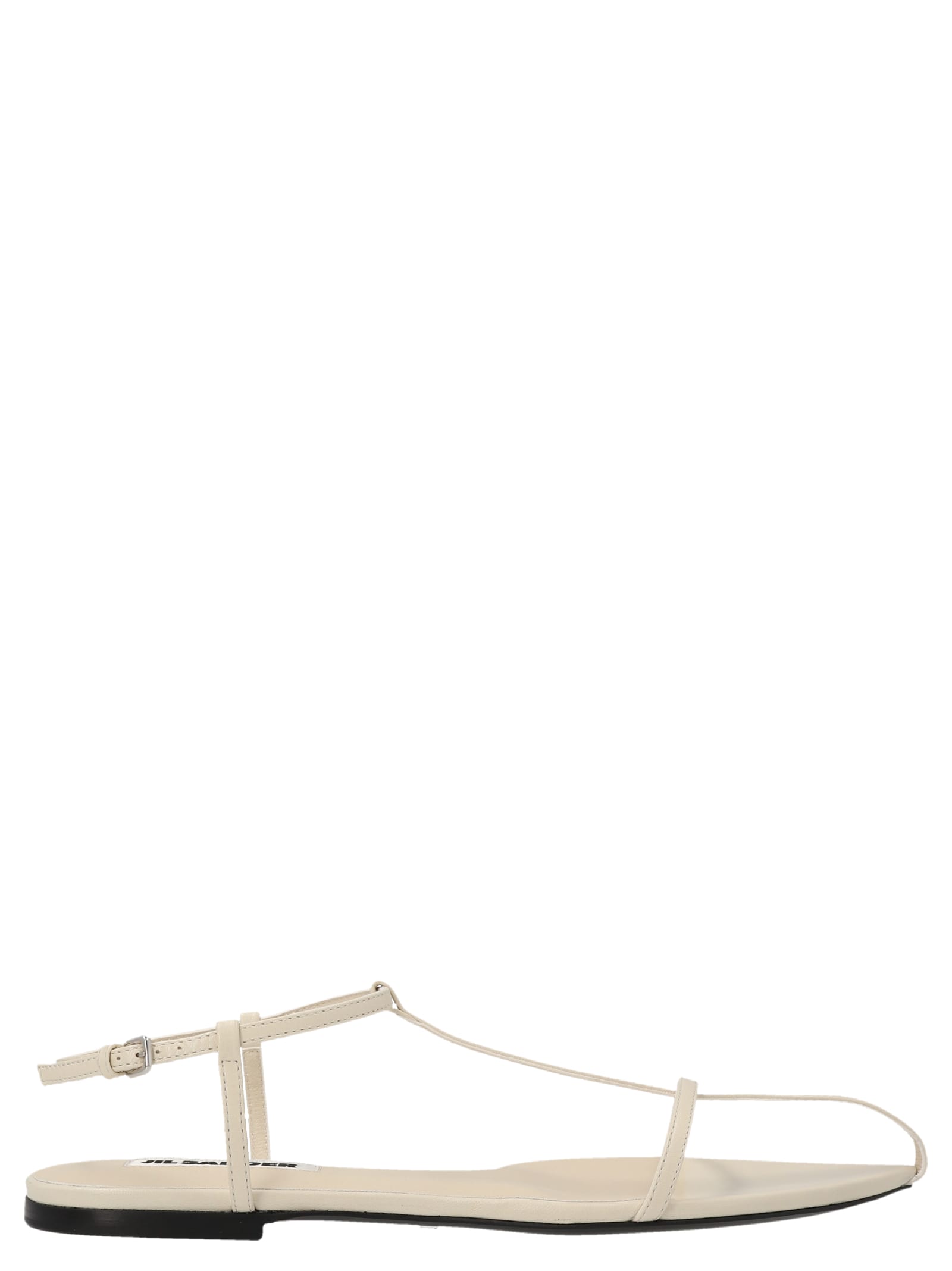 Jil Sander Toe Leather Sandals In White