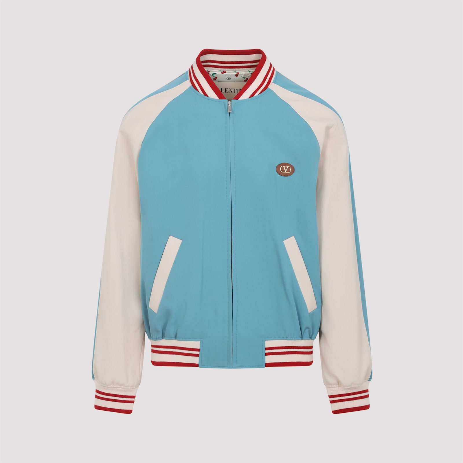 Valentino Le Chat De La Maison Wool Bomber Jacket In Blue