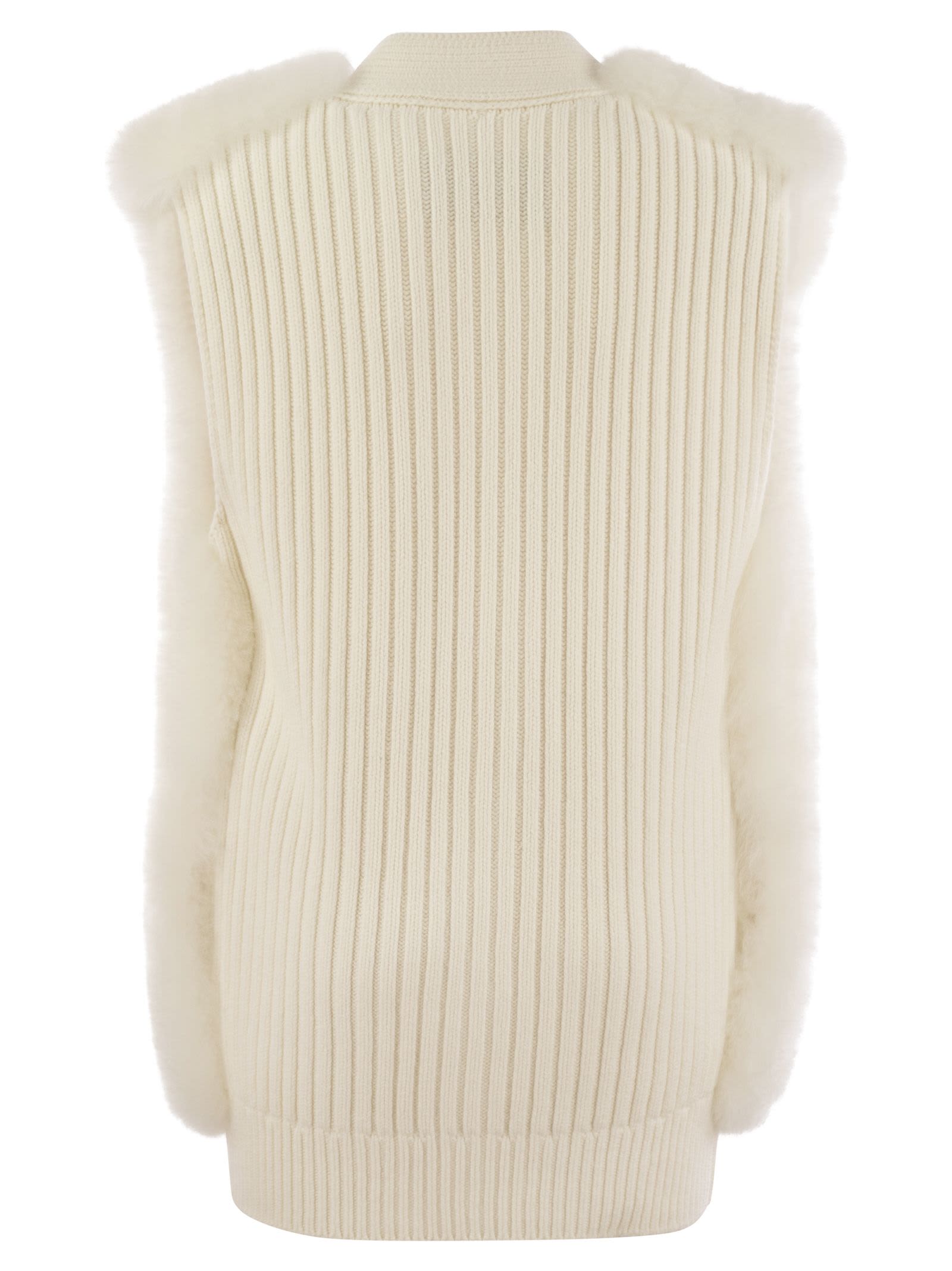 Shop Fabiana Filippi Waistcoat With Shearling In White