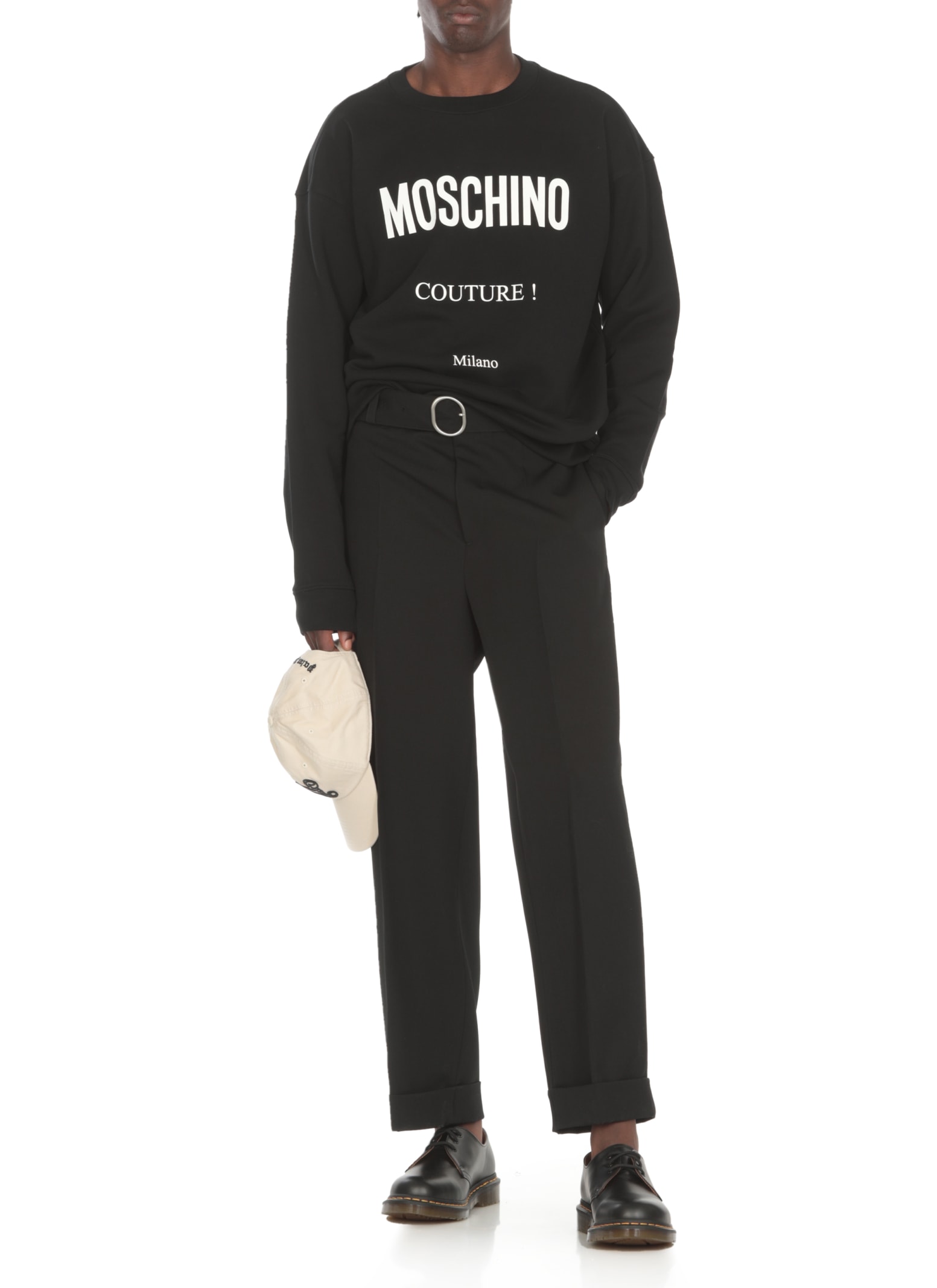 Shop Moschino Cotton Logoed Sweatshirt In Black