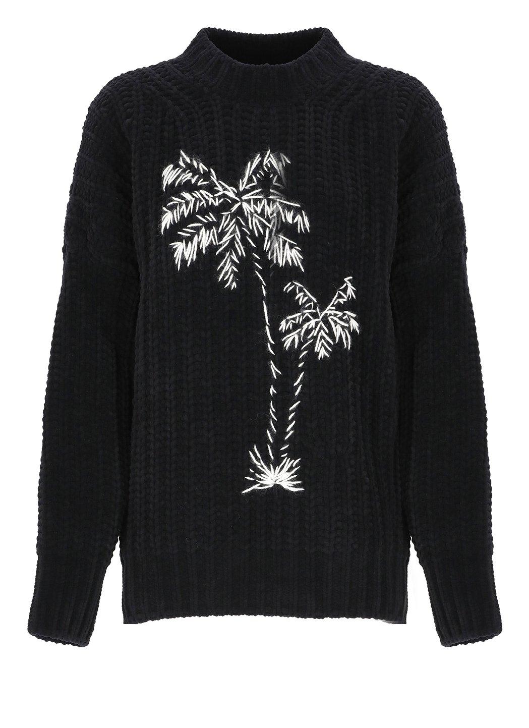 PALM ANGELS PALM-EMBROIDERED CREWNECK CHENILLE JUMPER