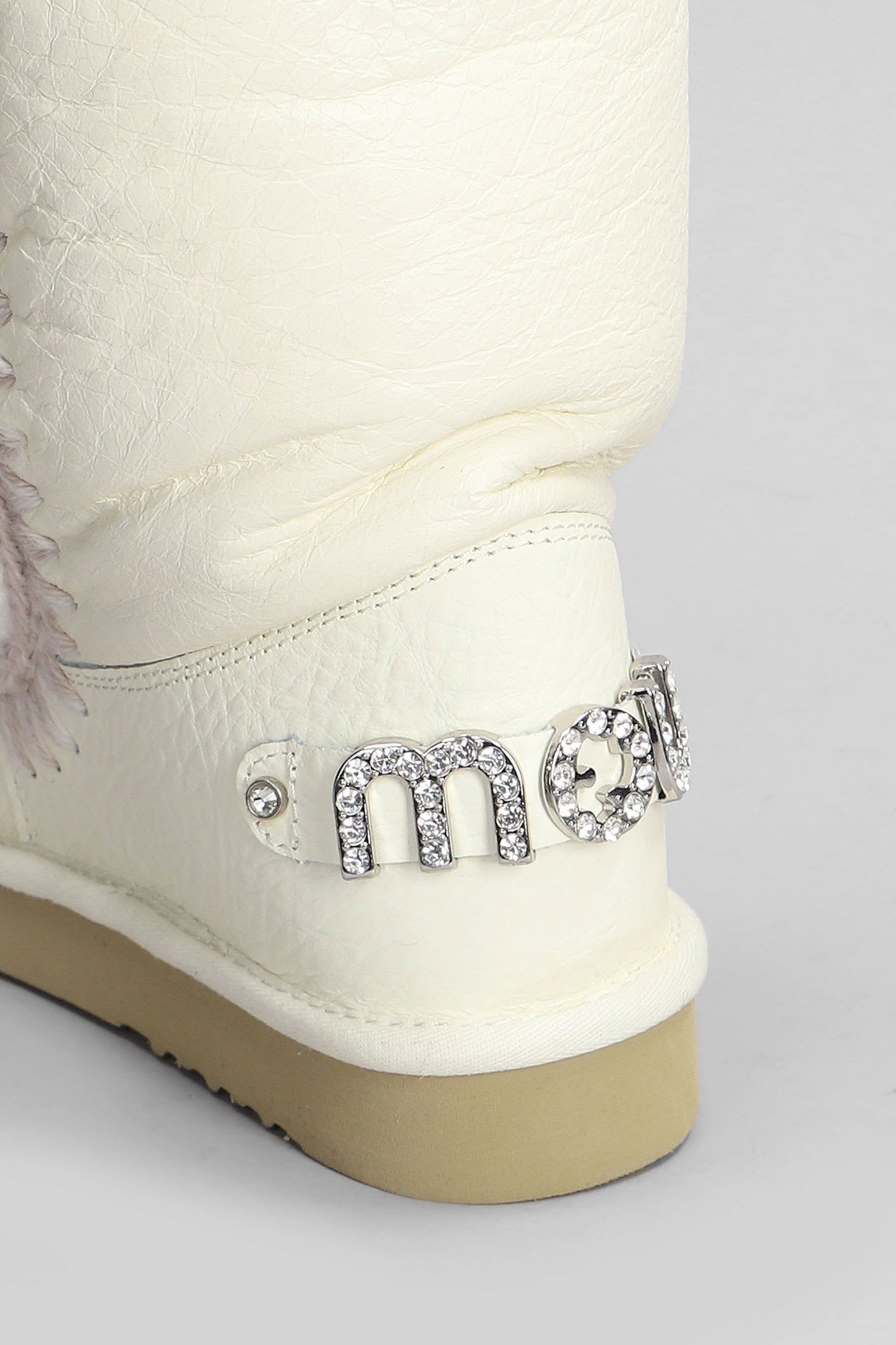 Mou Eskimo 24 Low Heels Ankle Boots In White Suede In Multi