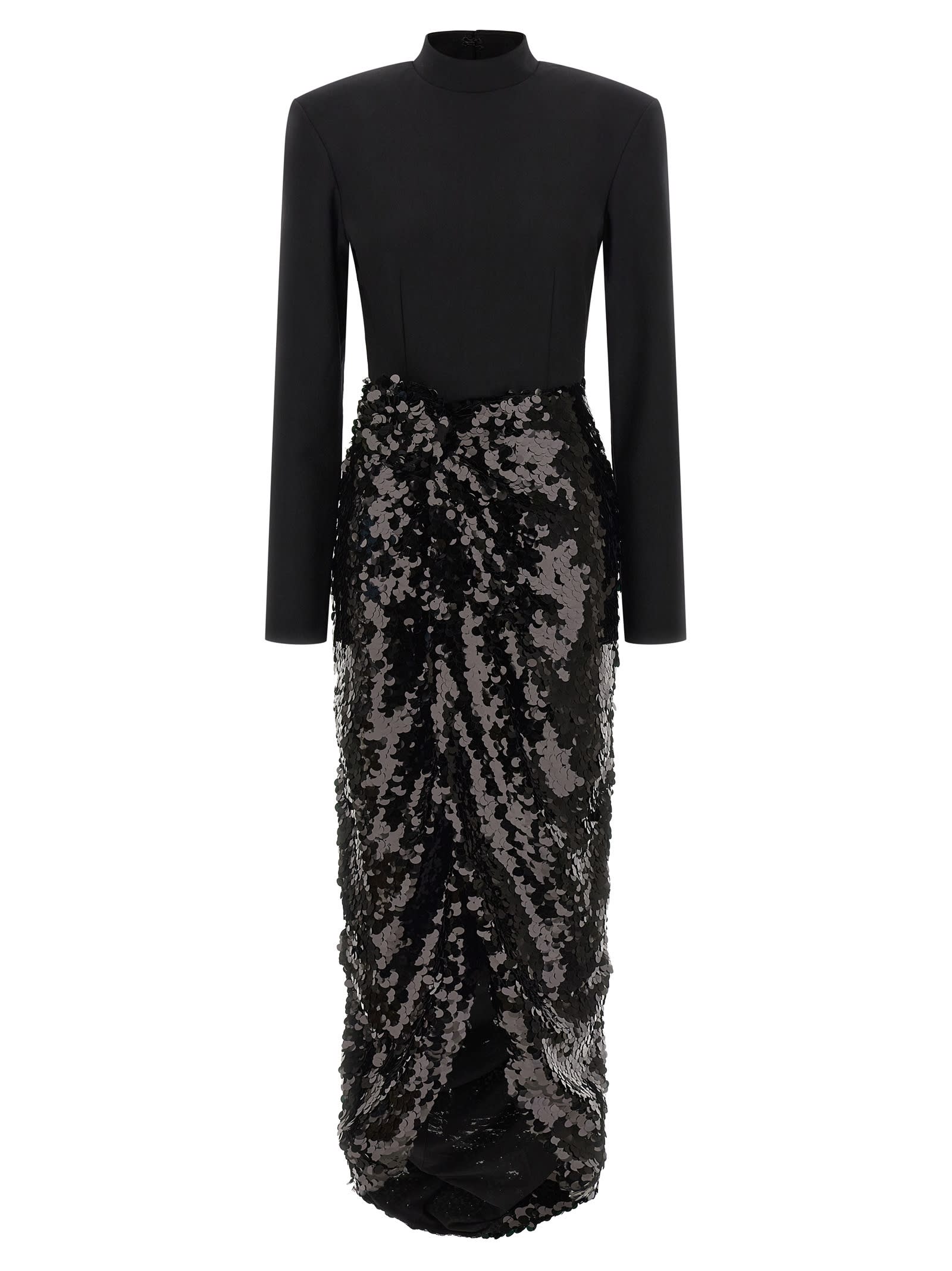 Rotate Birger Christensen Knotted Midi Dress In Black
