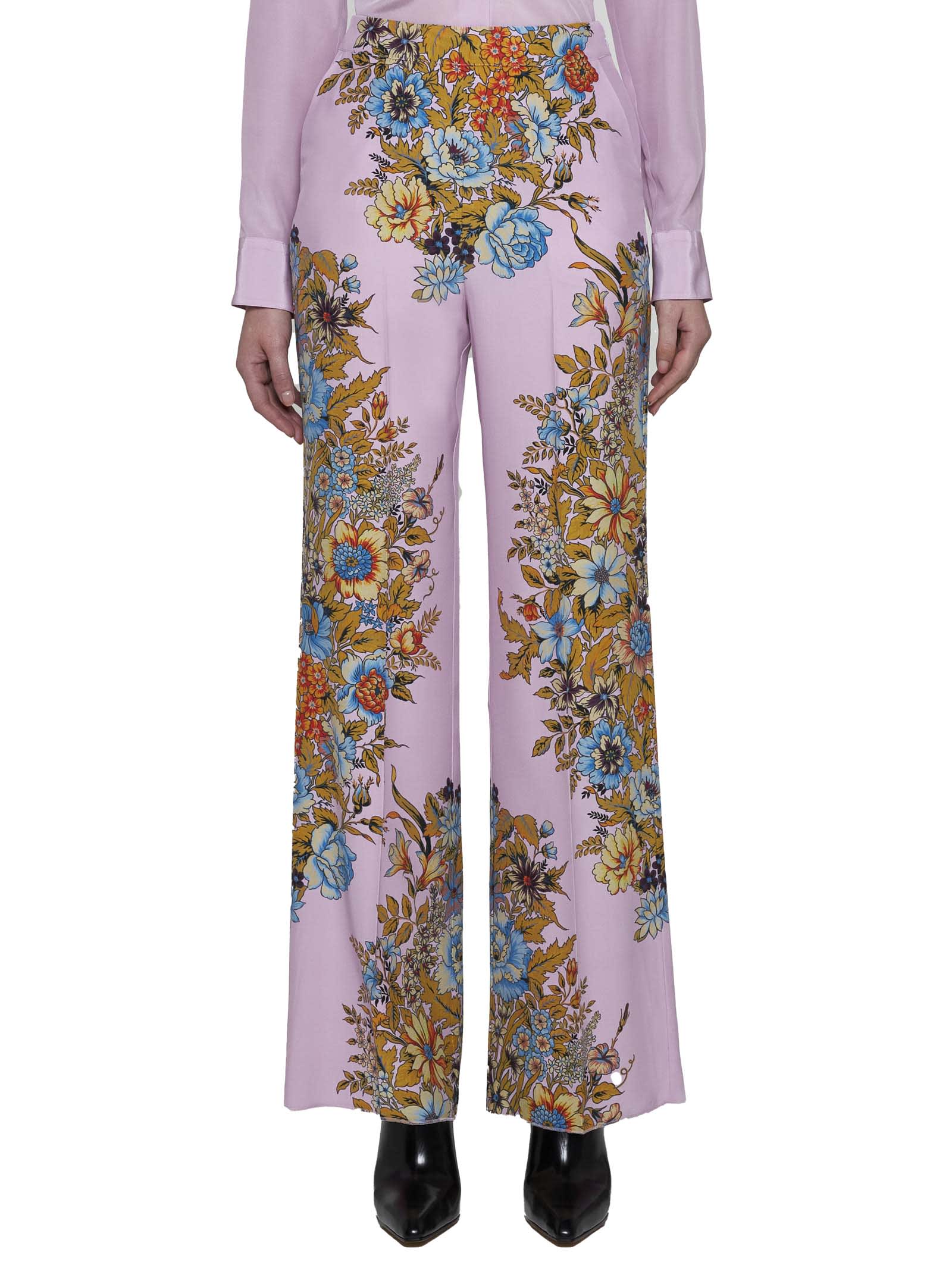 Shop Etro Pants In Stampa F.do Viola