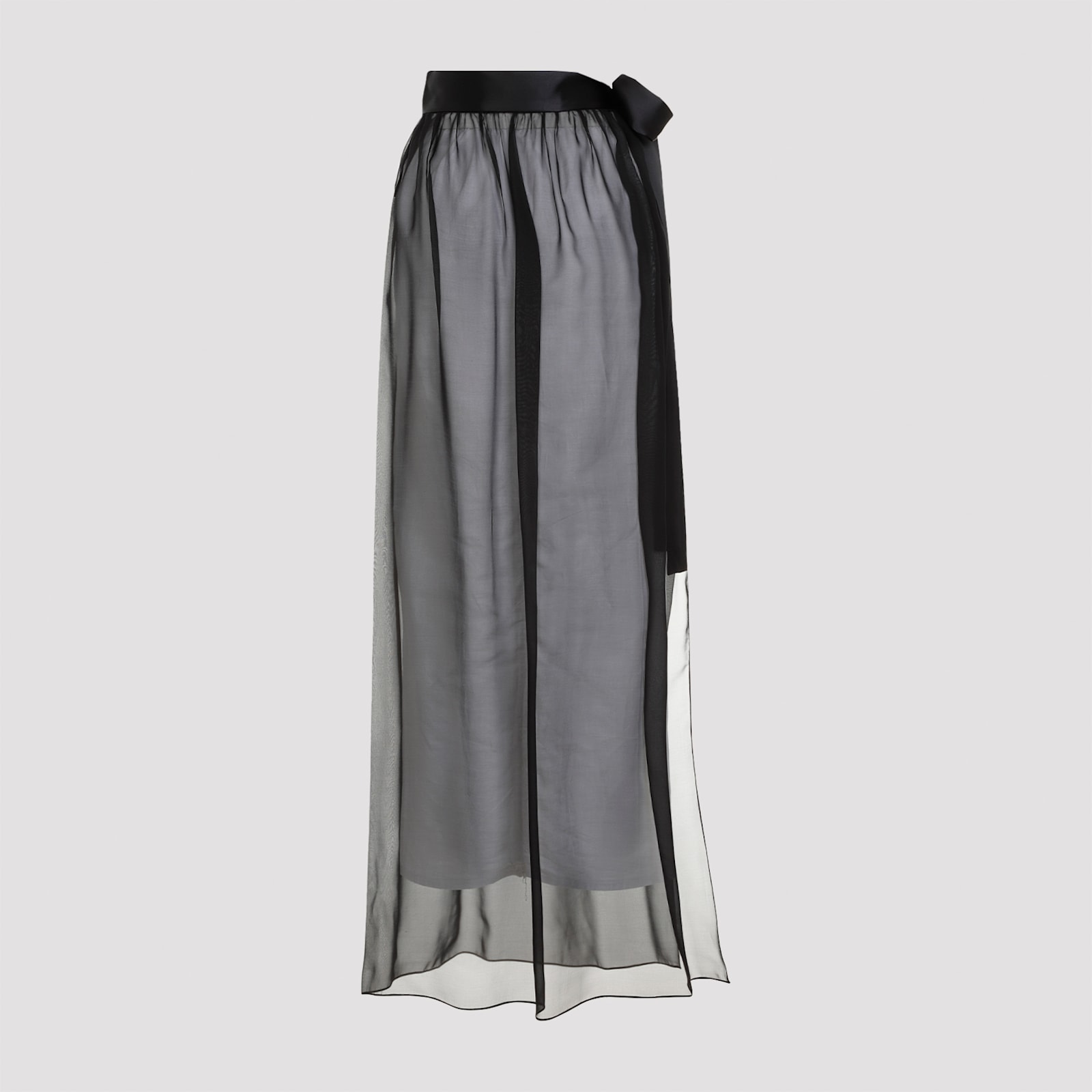 Shop Dolce & Gabbana Silk Long Skirt In Nero