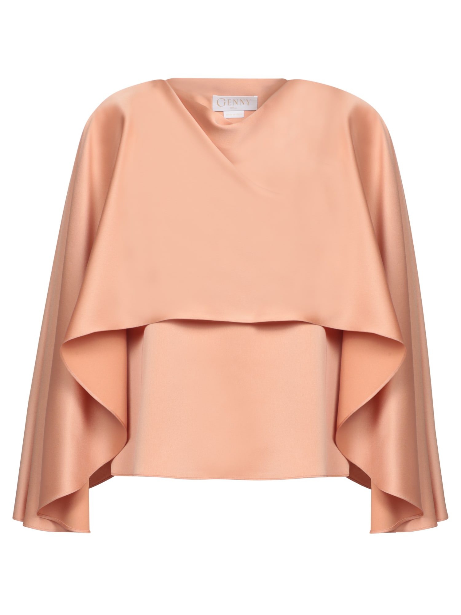 Shop Genny Nude Satin Blouse In Beige