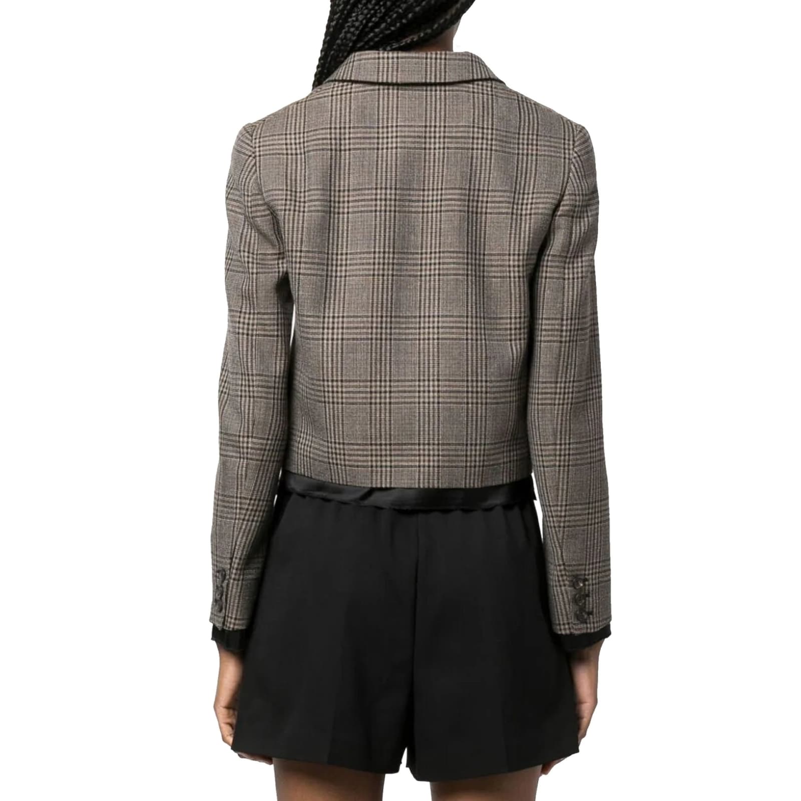Shop Miu Miu Check-pattern Wool Jacket In Brown