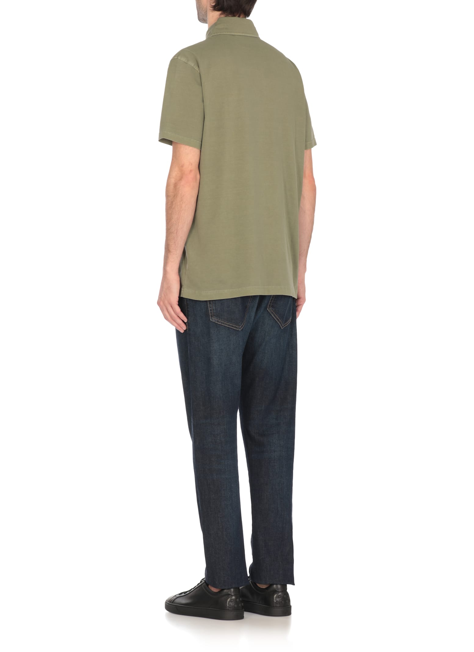 Fay Piquet Stretch Polo In Green