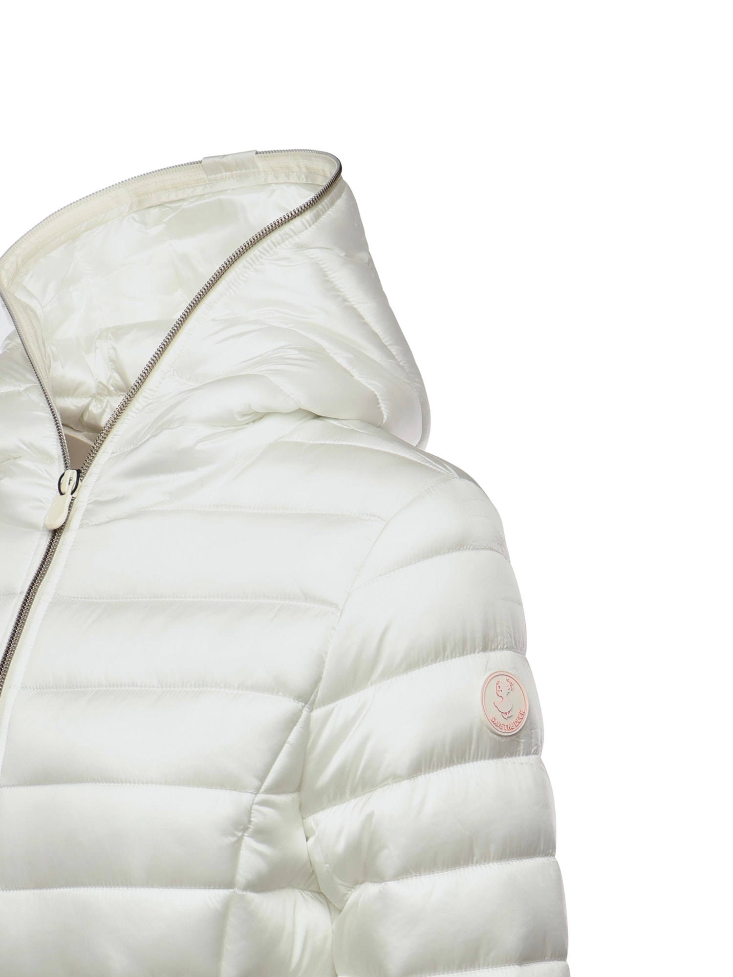 Save The Duck Vicky Short Hooded Basic Jacket In White
