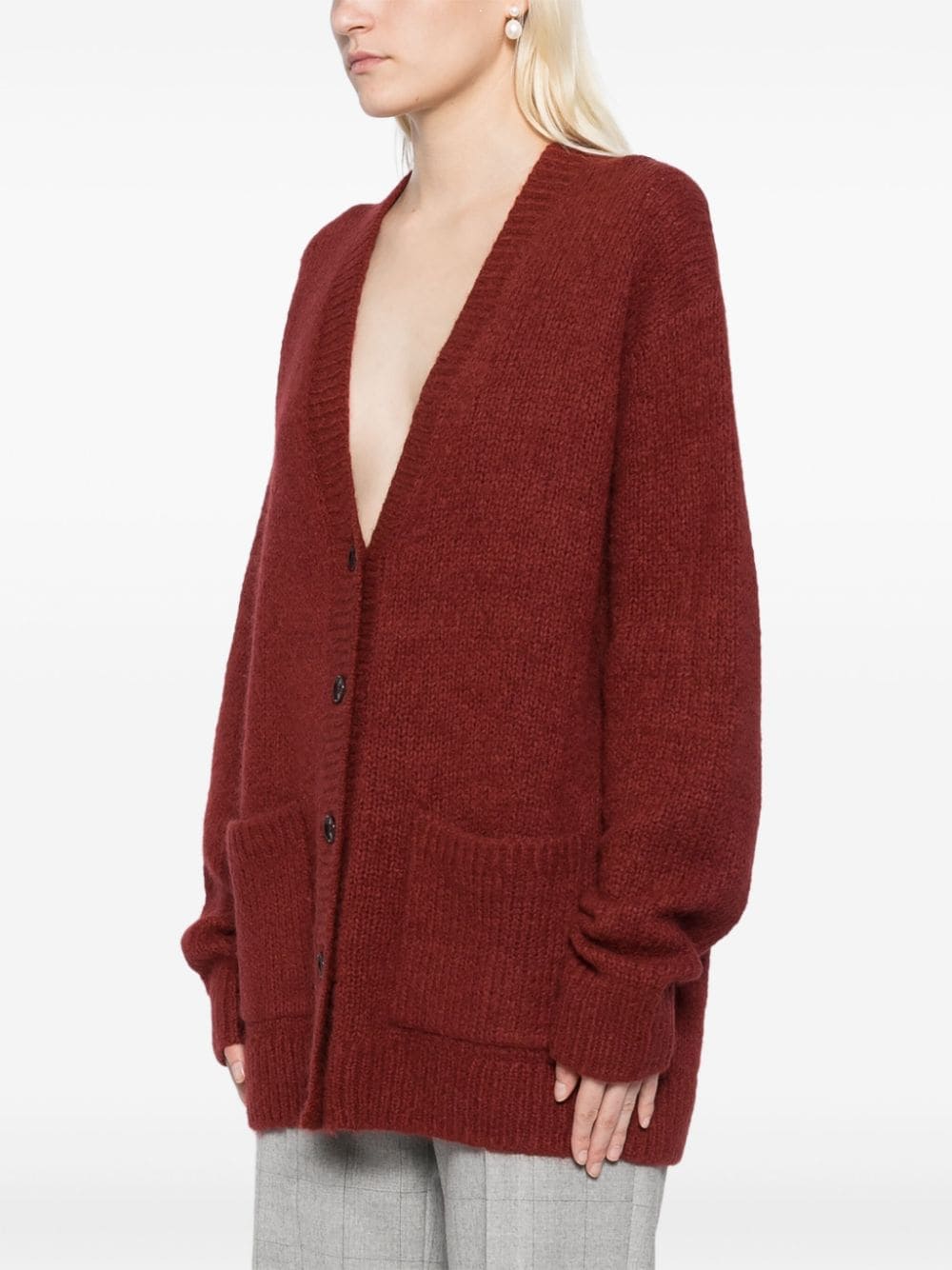 Shop Dries Van Noten Cardigan Lana In Wine