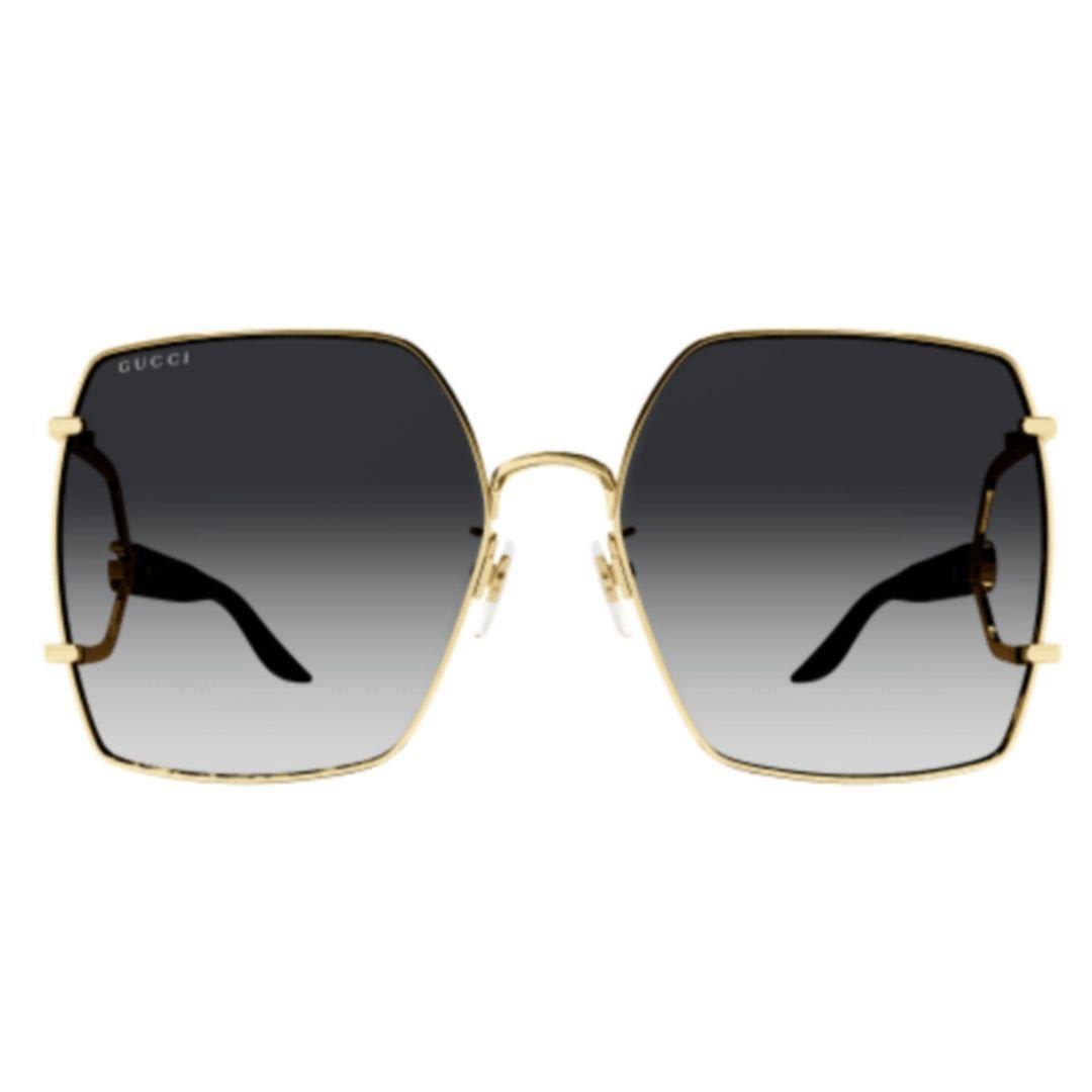 Shop Gucci Square Frame Sunglasses In 001 Gold Black Grey