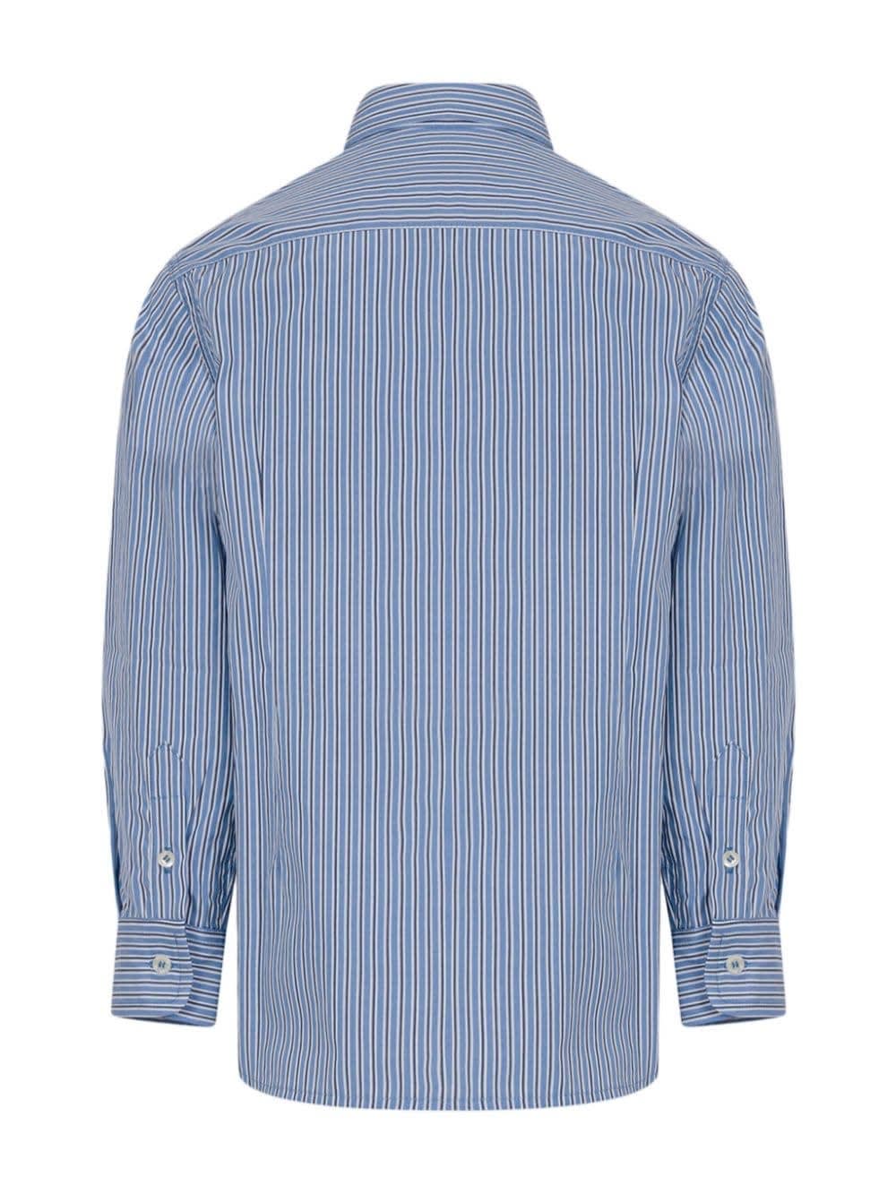 Shop Etro Camicia A Righe Con Ricamo In Blue