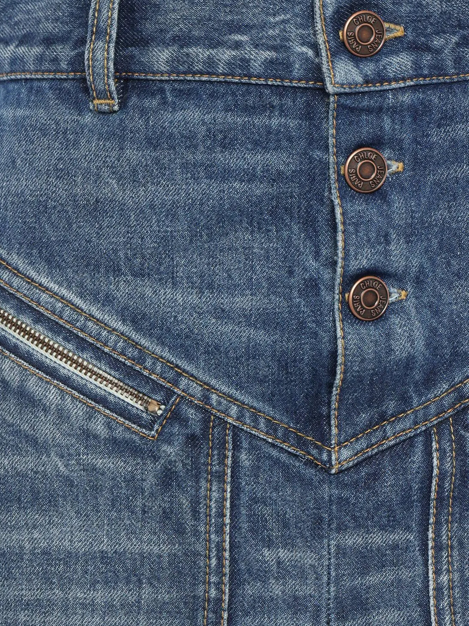 Chloé Denim Midi Skirt In Blue