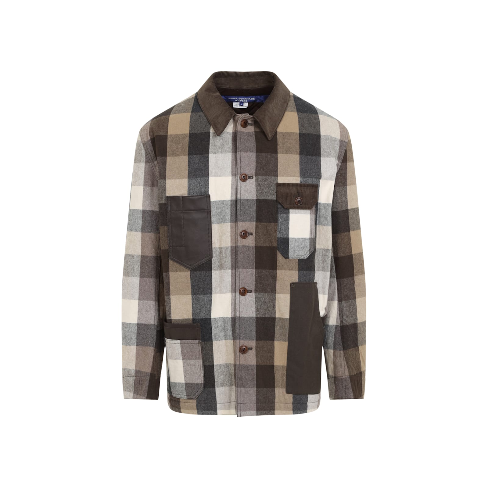 Junya Watanabe Long-sleeved Checked Shirt In Bk Brw Bge