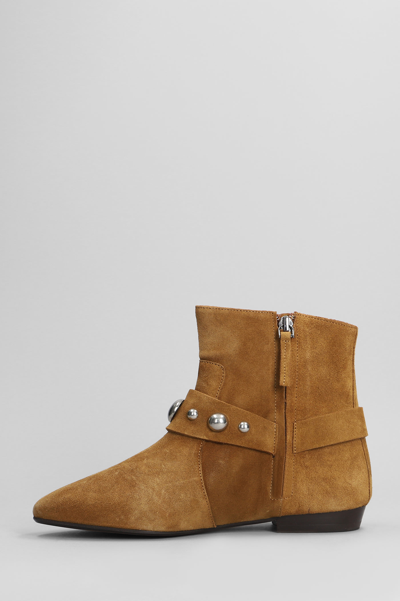 Shop Isabel Marant Siago Low Heels Ankle Boots In Leather Color Suede