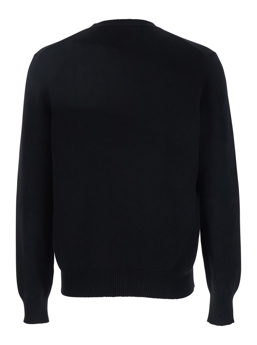 Gucci Black Crewneck Sweater With Gg Logo Embroidered On The Front In Wool And Cashmere Blend Man In Black
