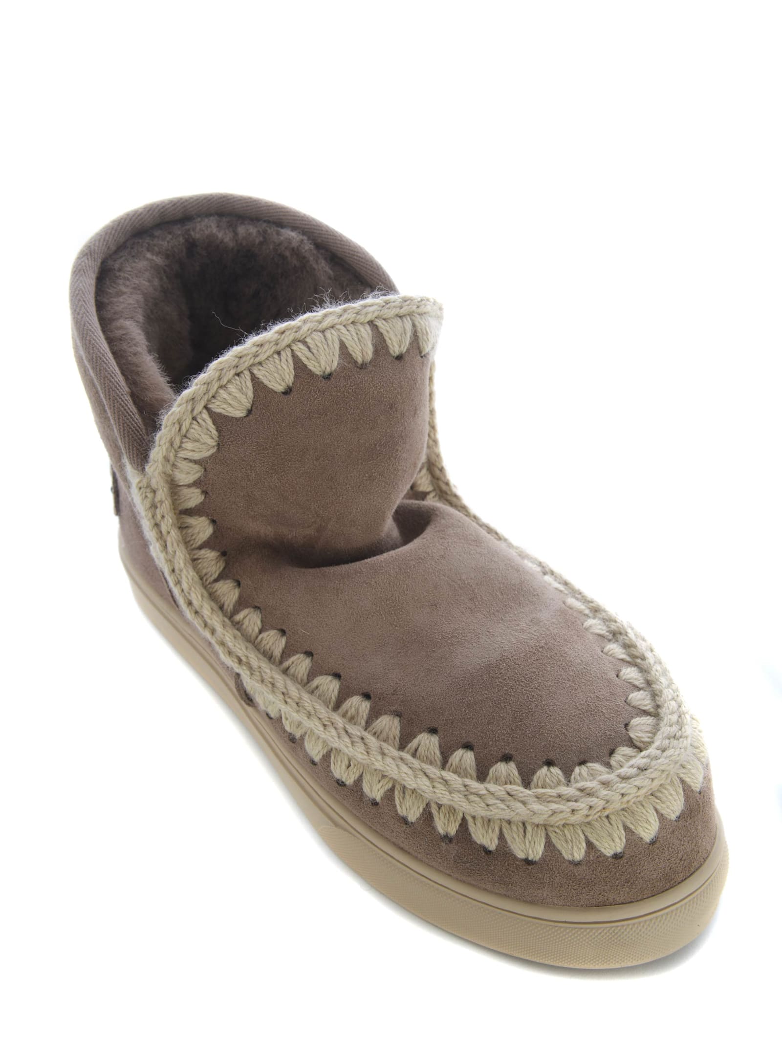 Shop Mou Boots  Sneakers Metal Logo Made In Suede In Beige