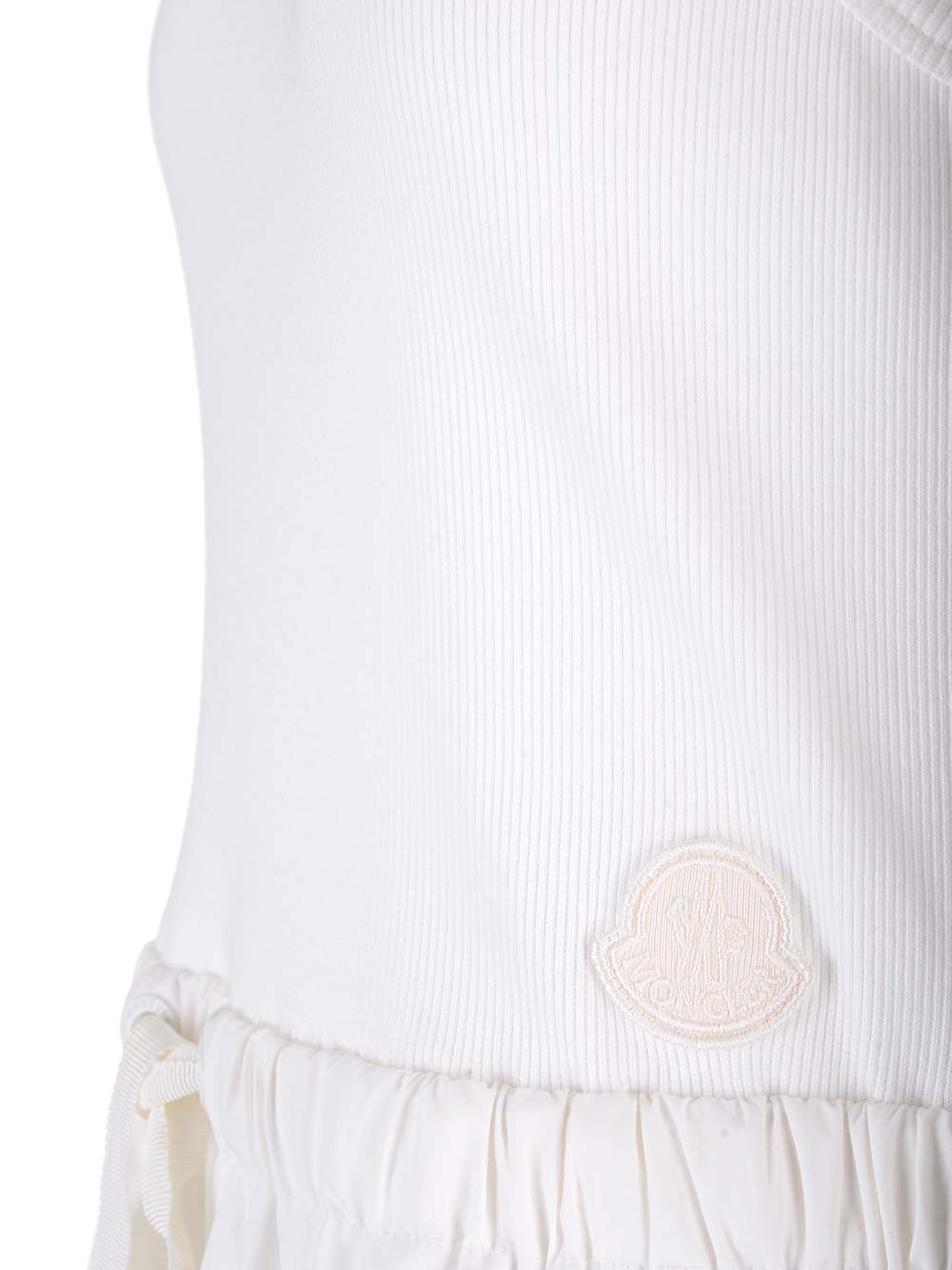 Shop Moncler Midi Dress With Flared Skirt In White