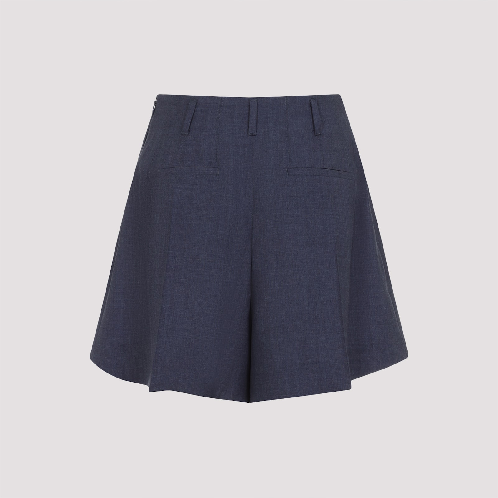 Givenchy Wool Shorts With Front Pleats And Pockets In Denim Blue