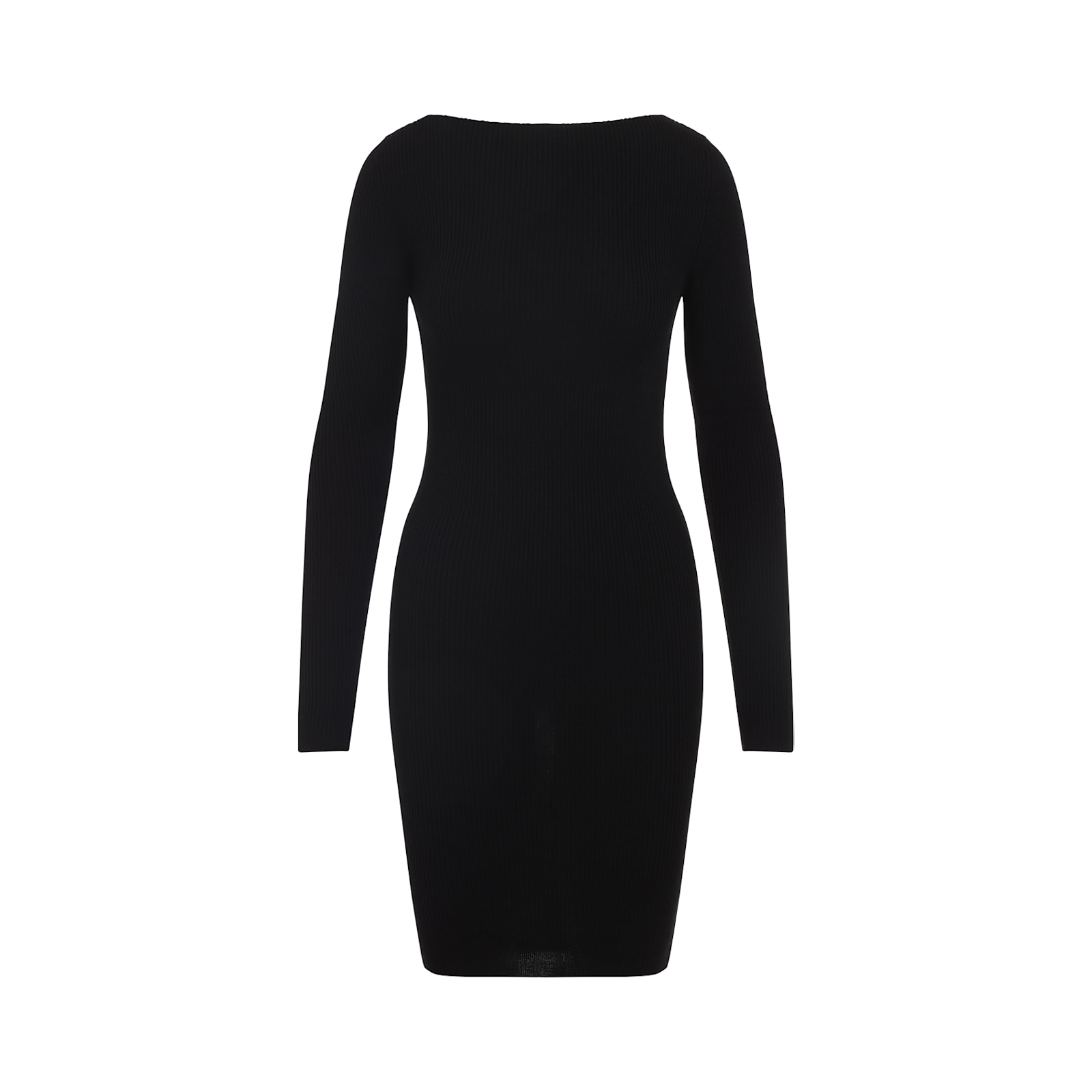 Rick Owens Ribbed Long-sleeved Day Dress In Black