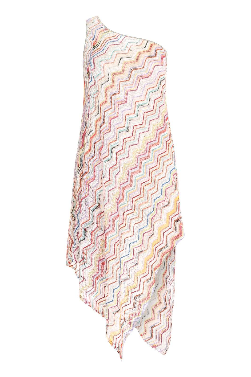 Shop Missoni Zigzag-knitted Metallic Thread Cover-up In Red