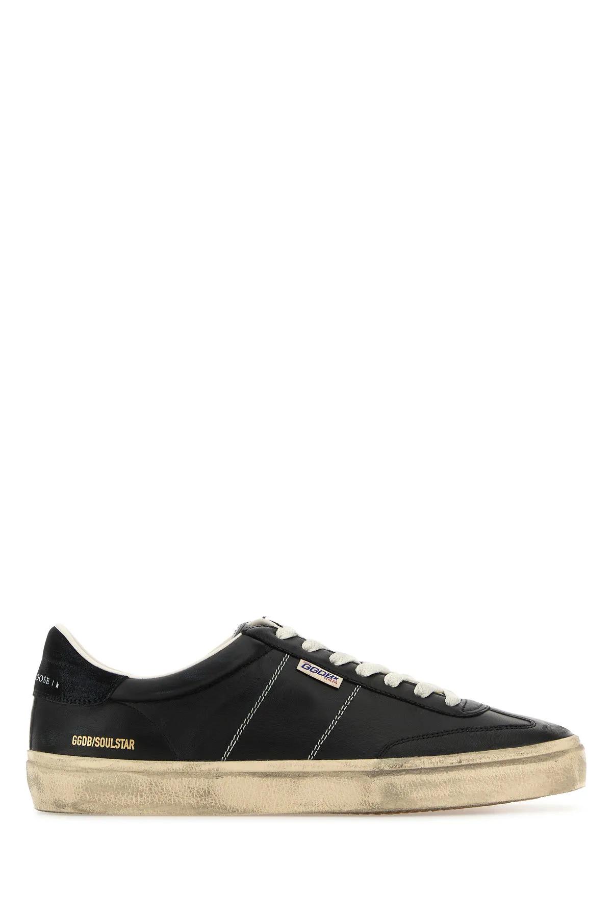 Shop Golden Goose Black Leather Soul Star Sneakers