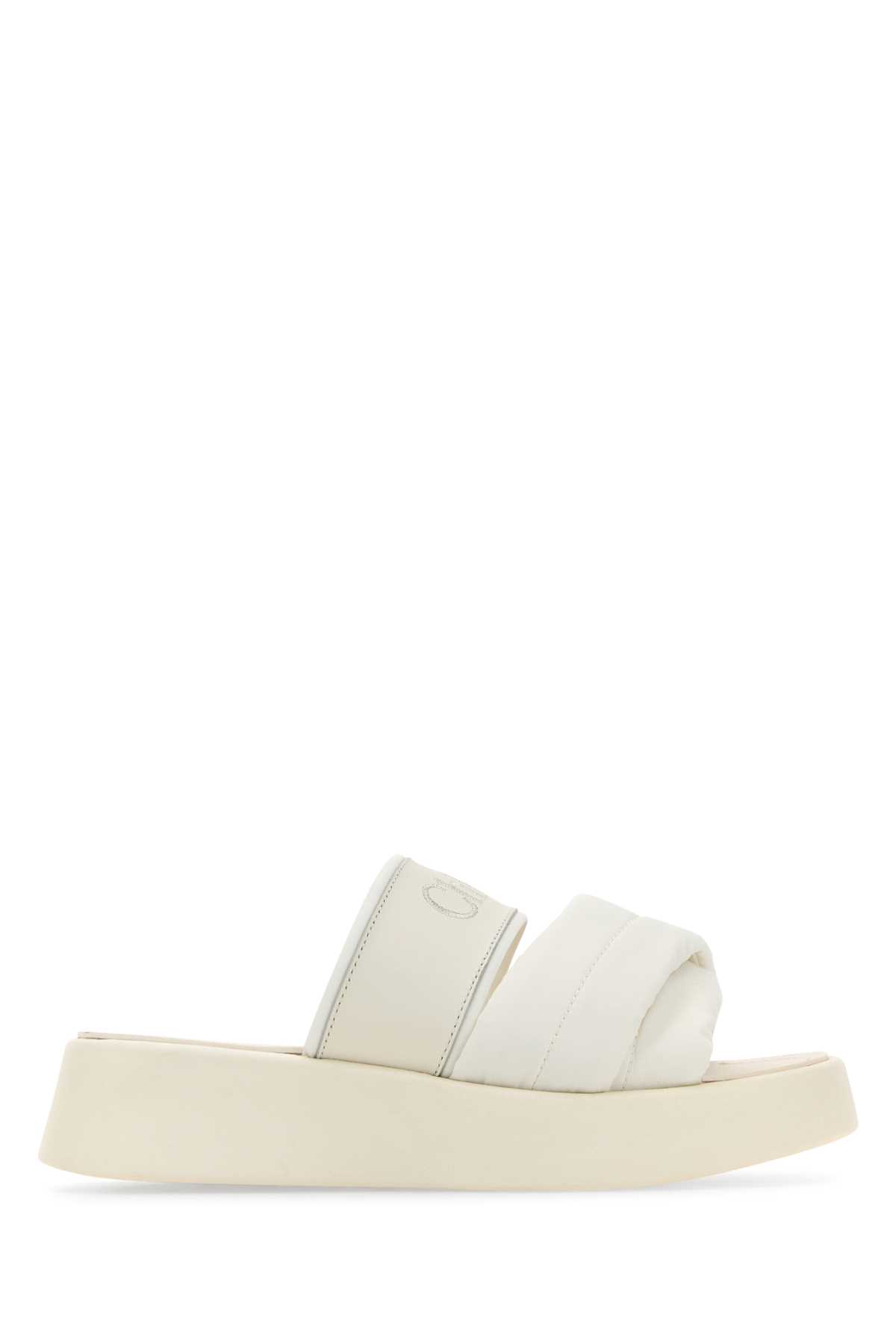 Chloé White Fabric And Leather Mila Slippers