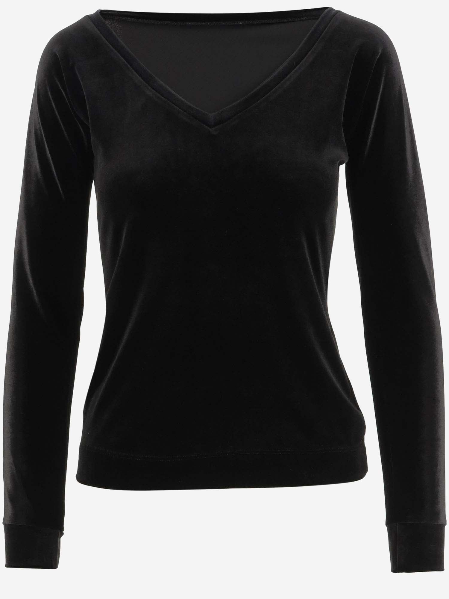 Shop Stephan Janson Stretch Velvet Jersey Top In Black