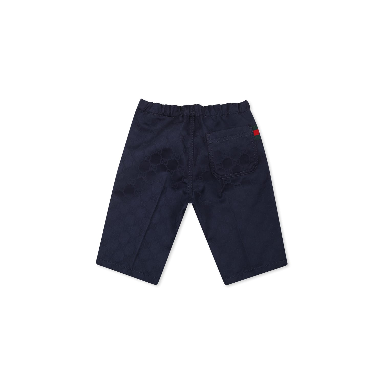 Shop Gucci Blue Trousers For Baby Boy With Web Detail