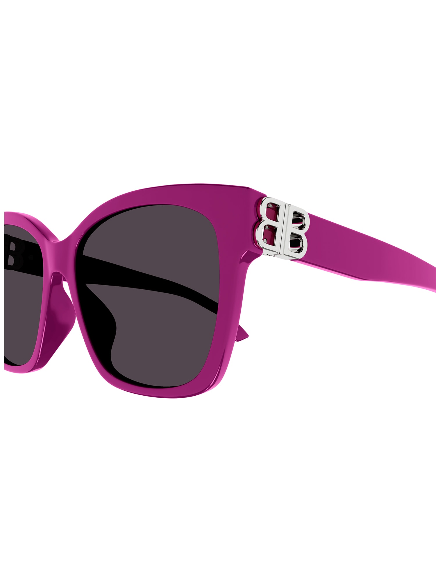 Shop Balenciaga Bb0102sa Sunglasses In Fuchsia Silver Grey