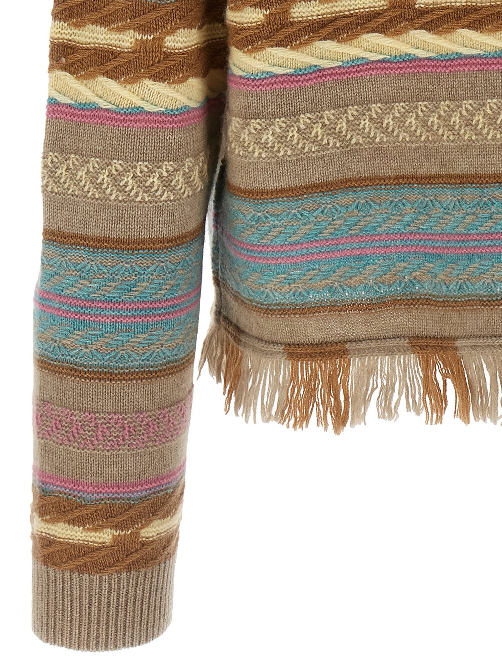 Guest In Residence Western Stripe Fringe Sweater In Multi