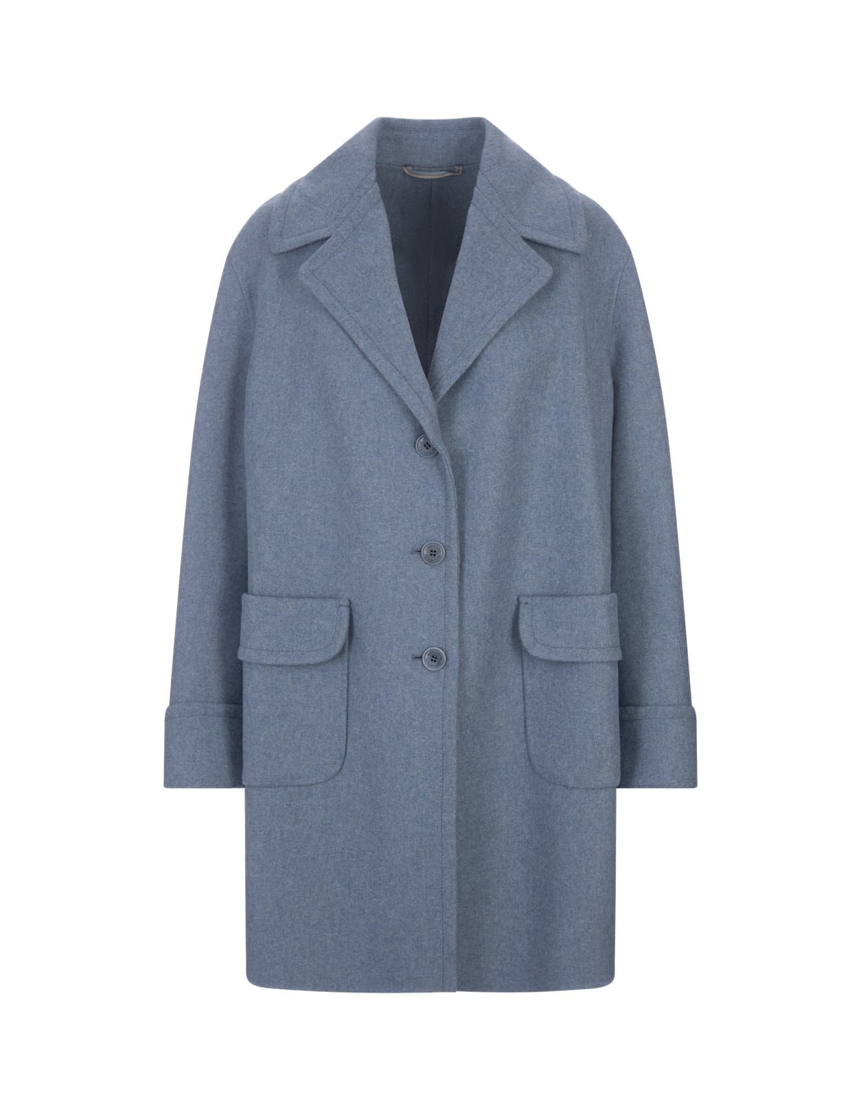 Shop Ermanno Scervino Light Blue Wool Blend Single-breasted Coat