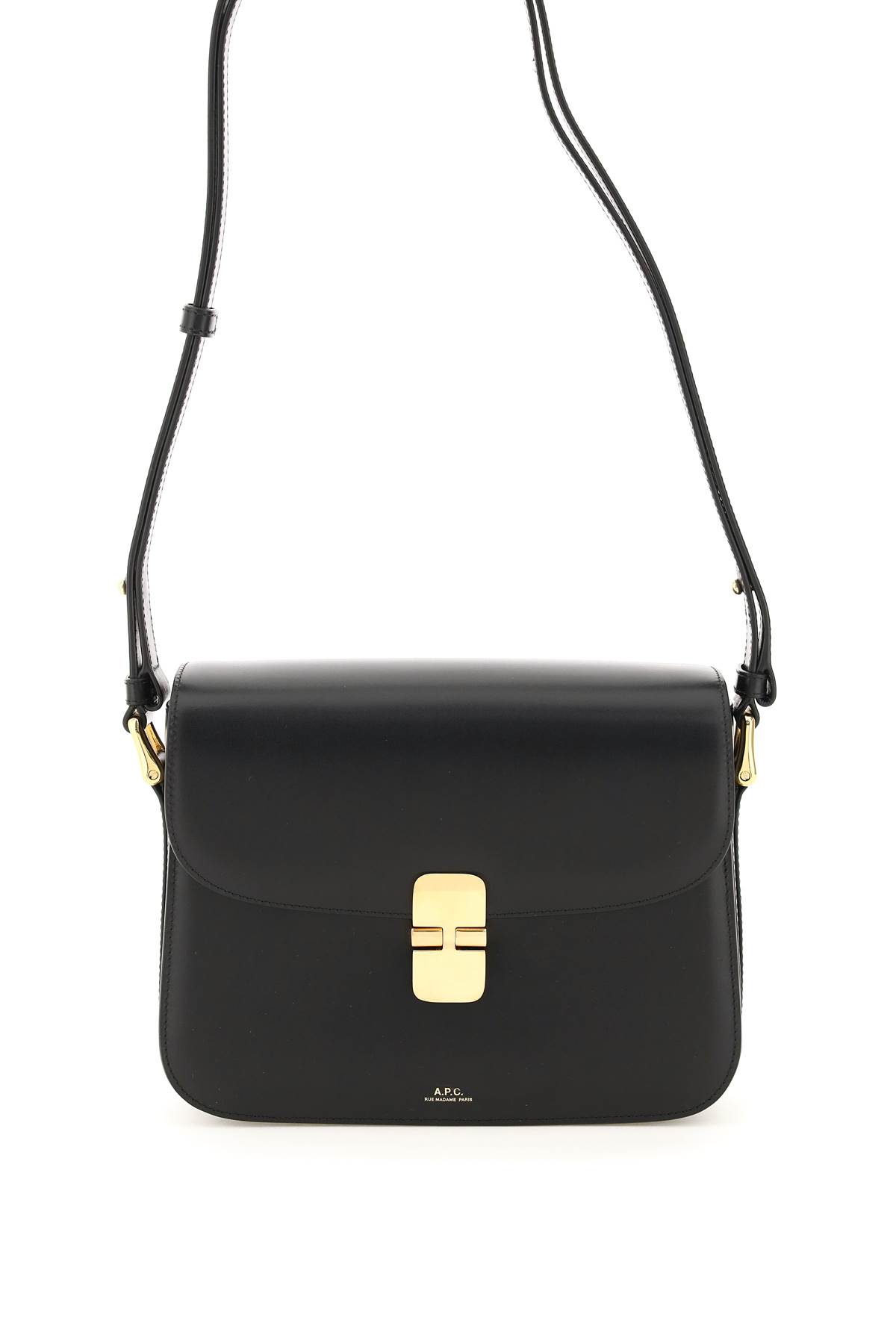 Apc Leather Shoulder Bag With Frontal Logo In Black