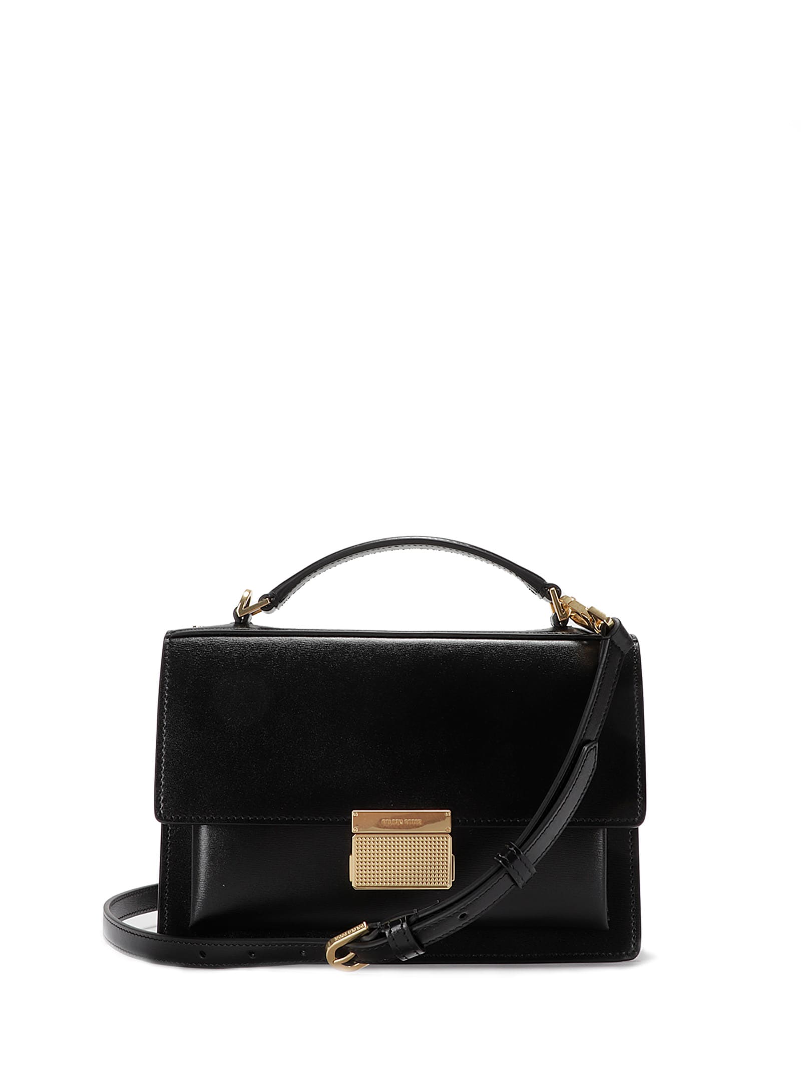 Golden Goose Venezia Bag Palmellato Leather Body Gold Metal Det In Black