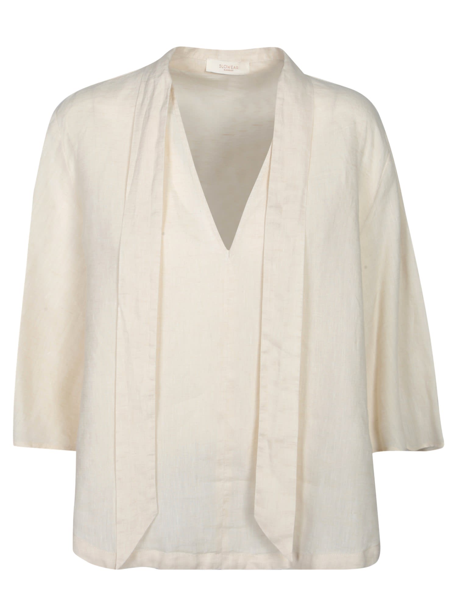 Incotex Dora Linen Blouse In Ivory In White