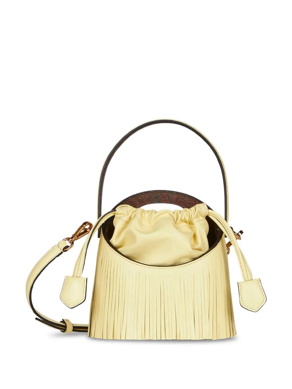 Shop Etro Yellow Saturno Mini Bag With Fringes