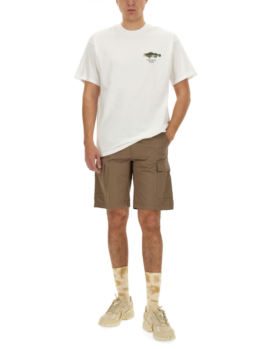 Shop Carhartt Cotton Bermuda Shorts In Branch Rinsed