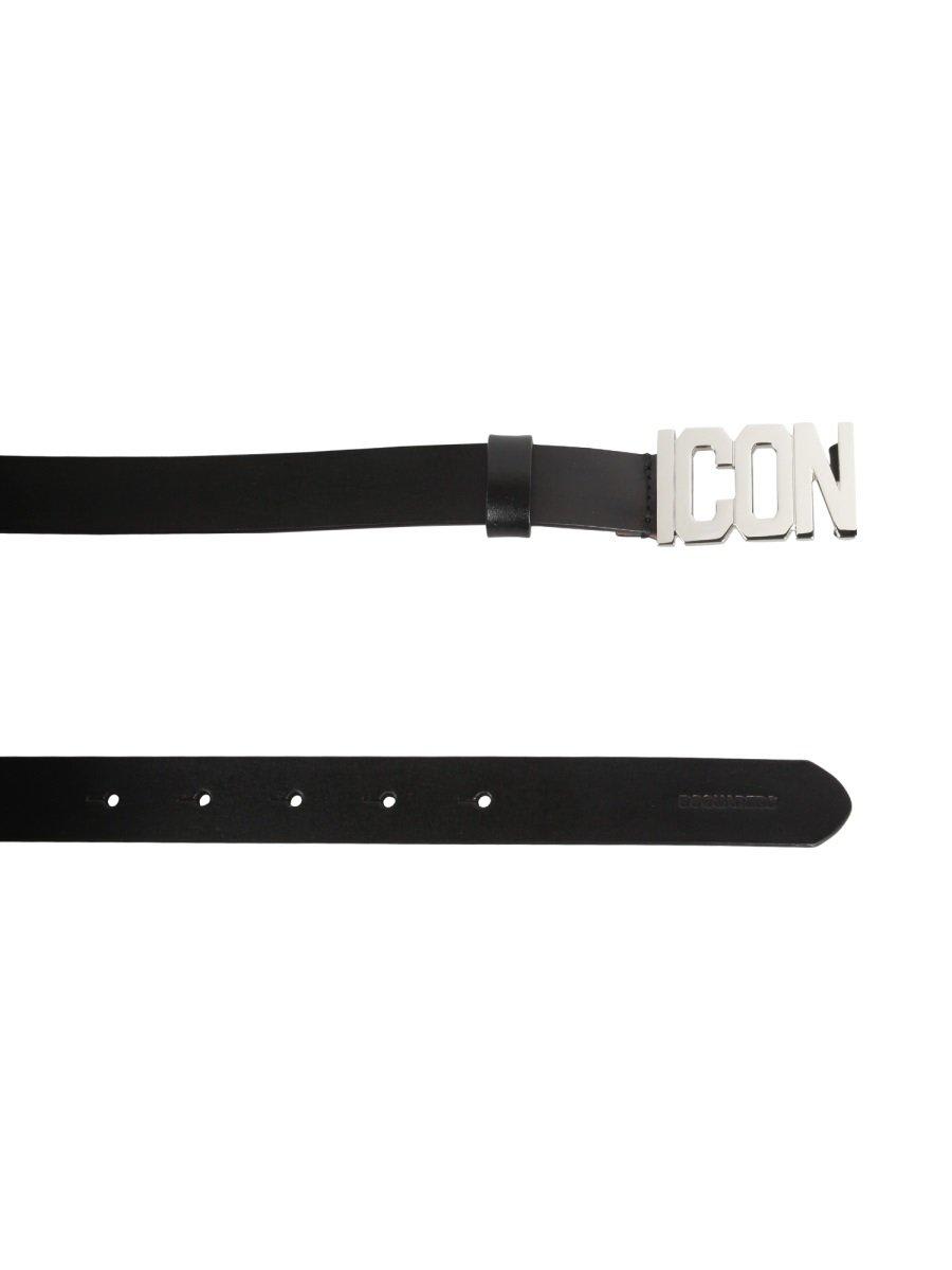 Shop Dsquared2 Icon Plaque Belt In Black E Palladium