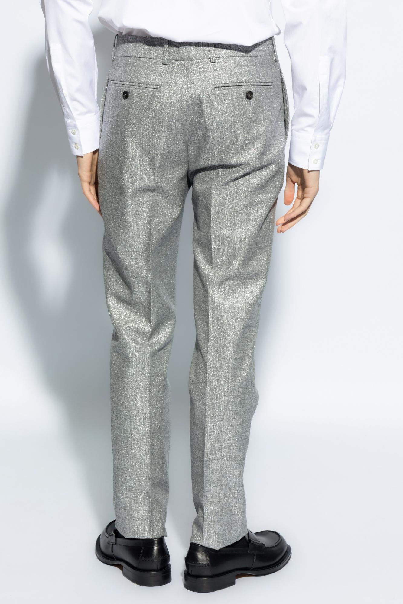 Shop Alexander Mcqueen Creased Trousers In Silver