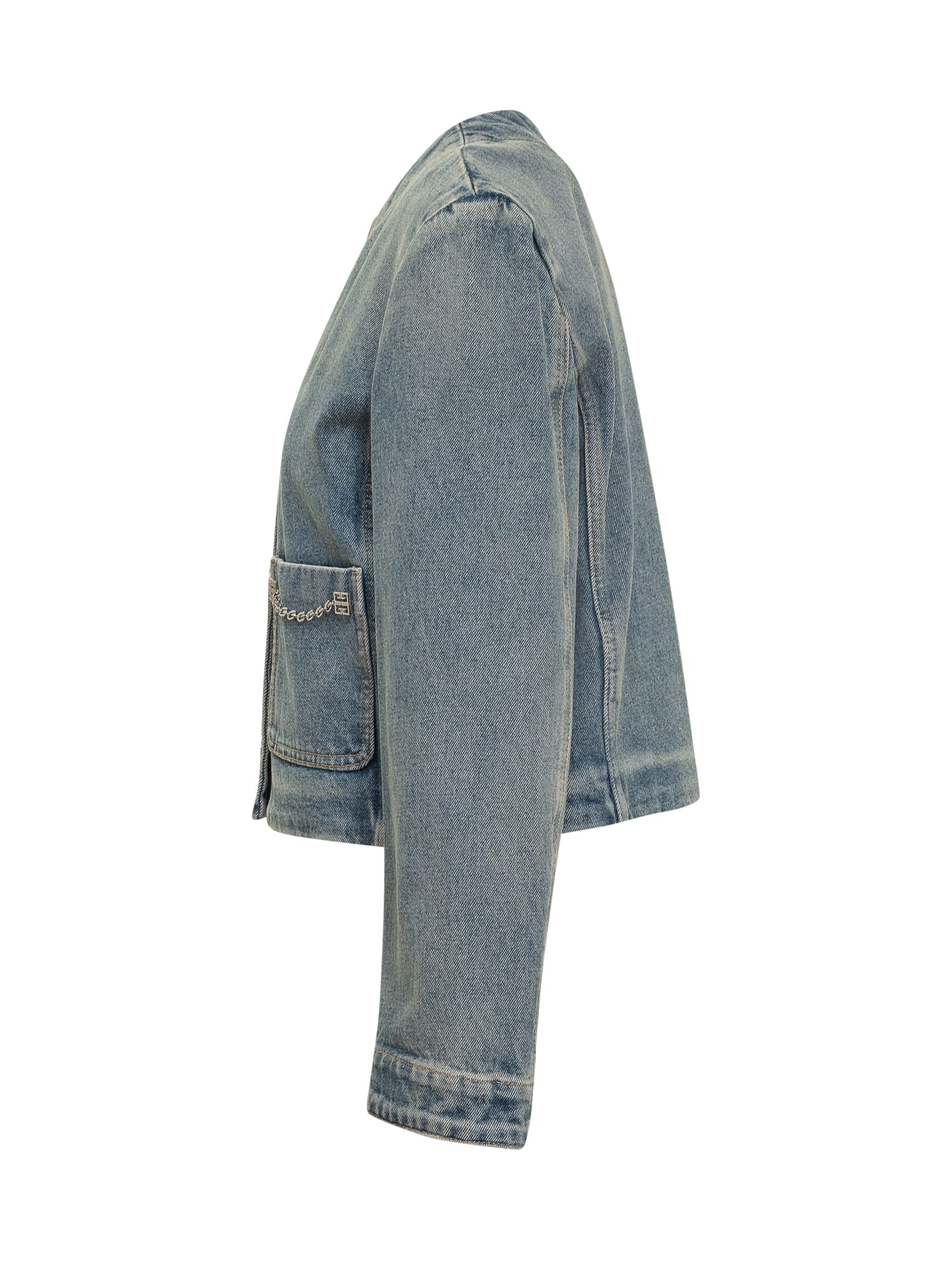 Shop Givenchy 4g Jeans Blouson In Medium Blue