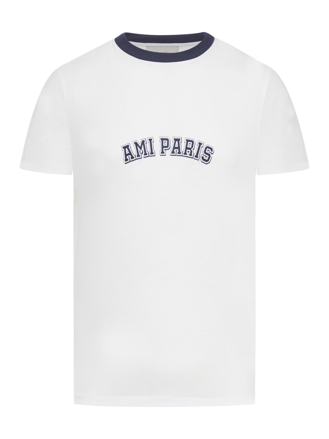 Organic Cotton T-shirt With Contrast Collar And Logo