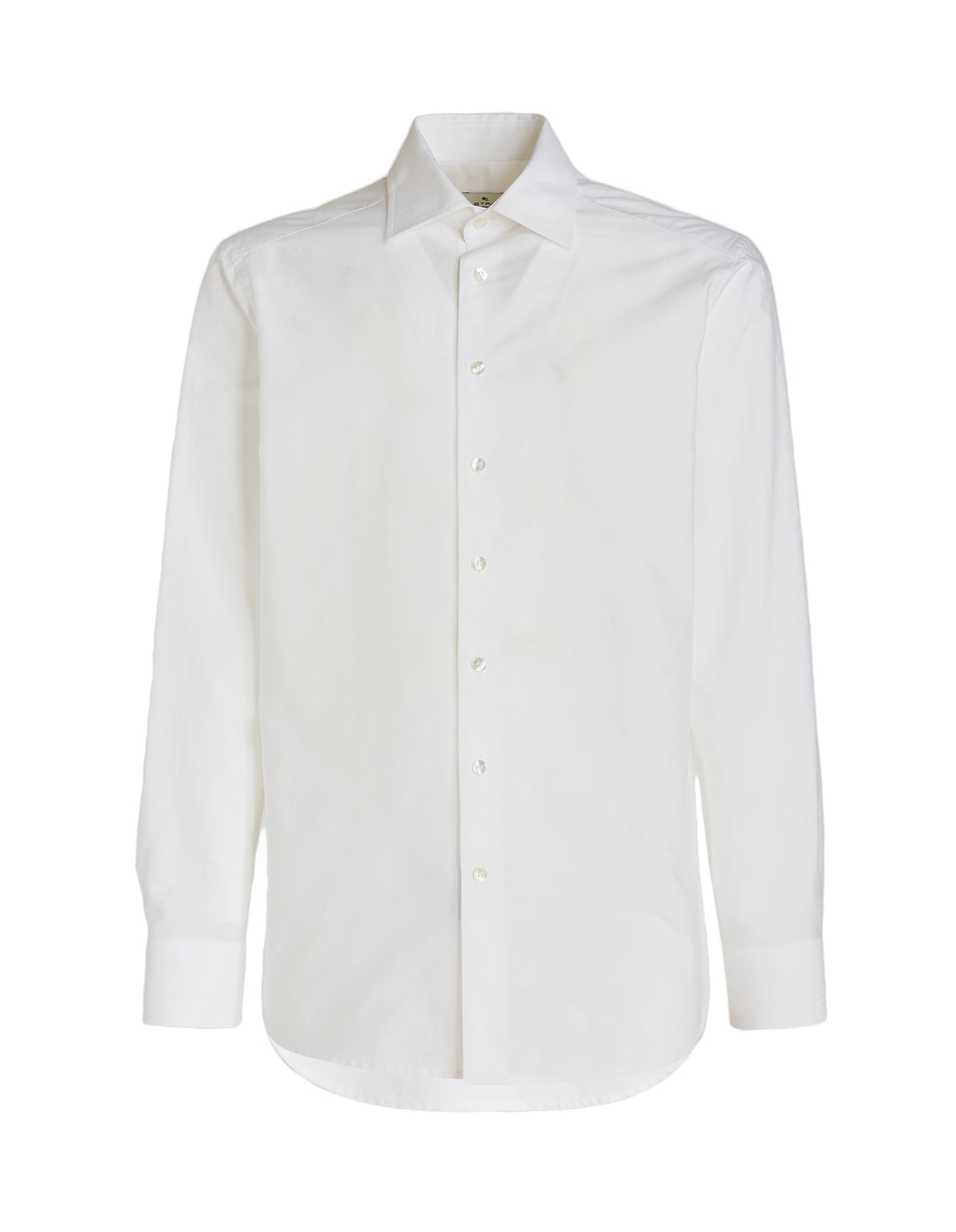 Etro Man White Shirt With Tone On Tone Paisley Pattern