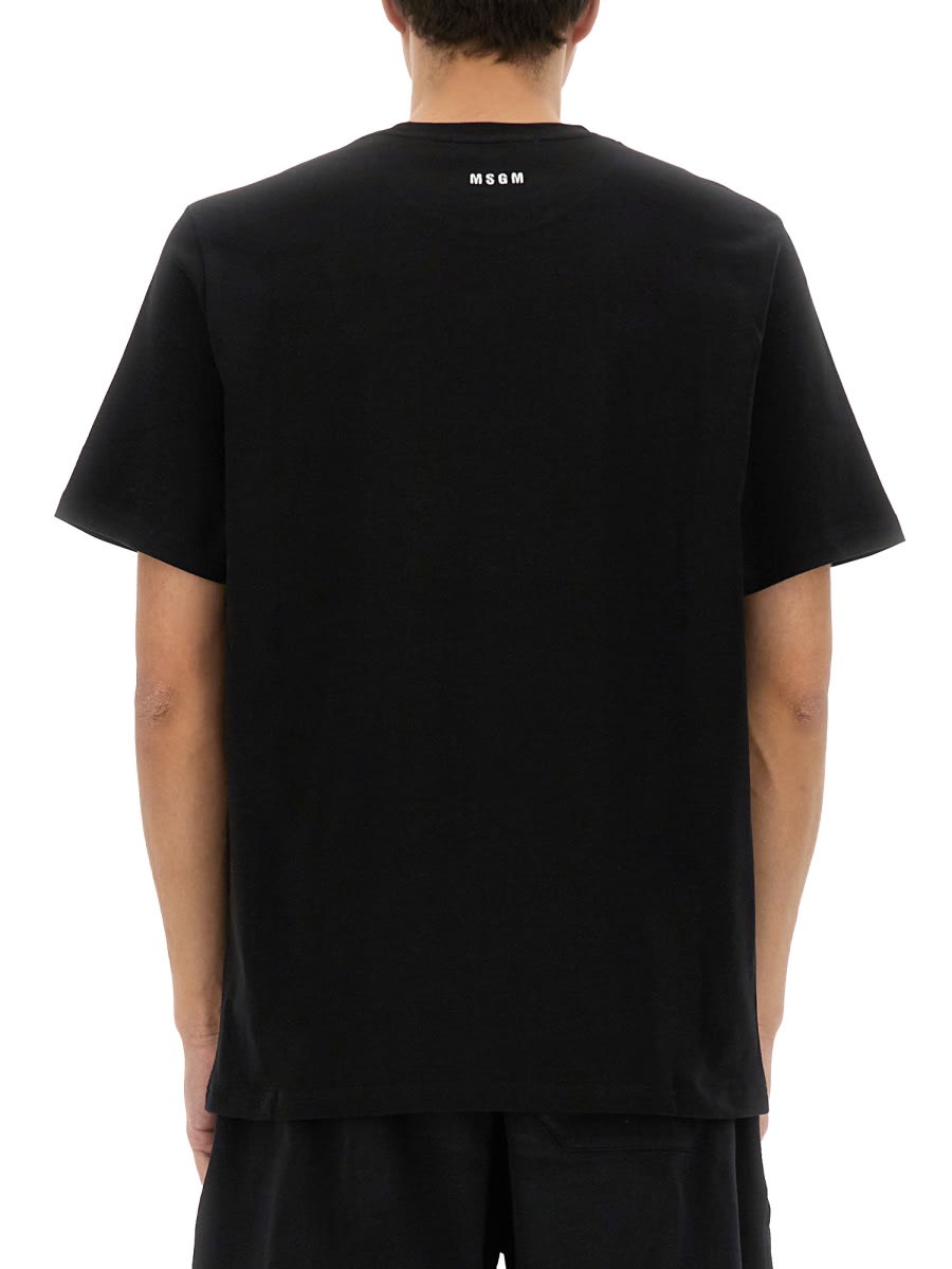 Msgm Slogan-print Cotton T-shirt In Black