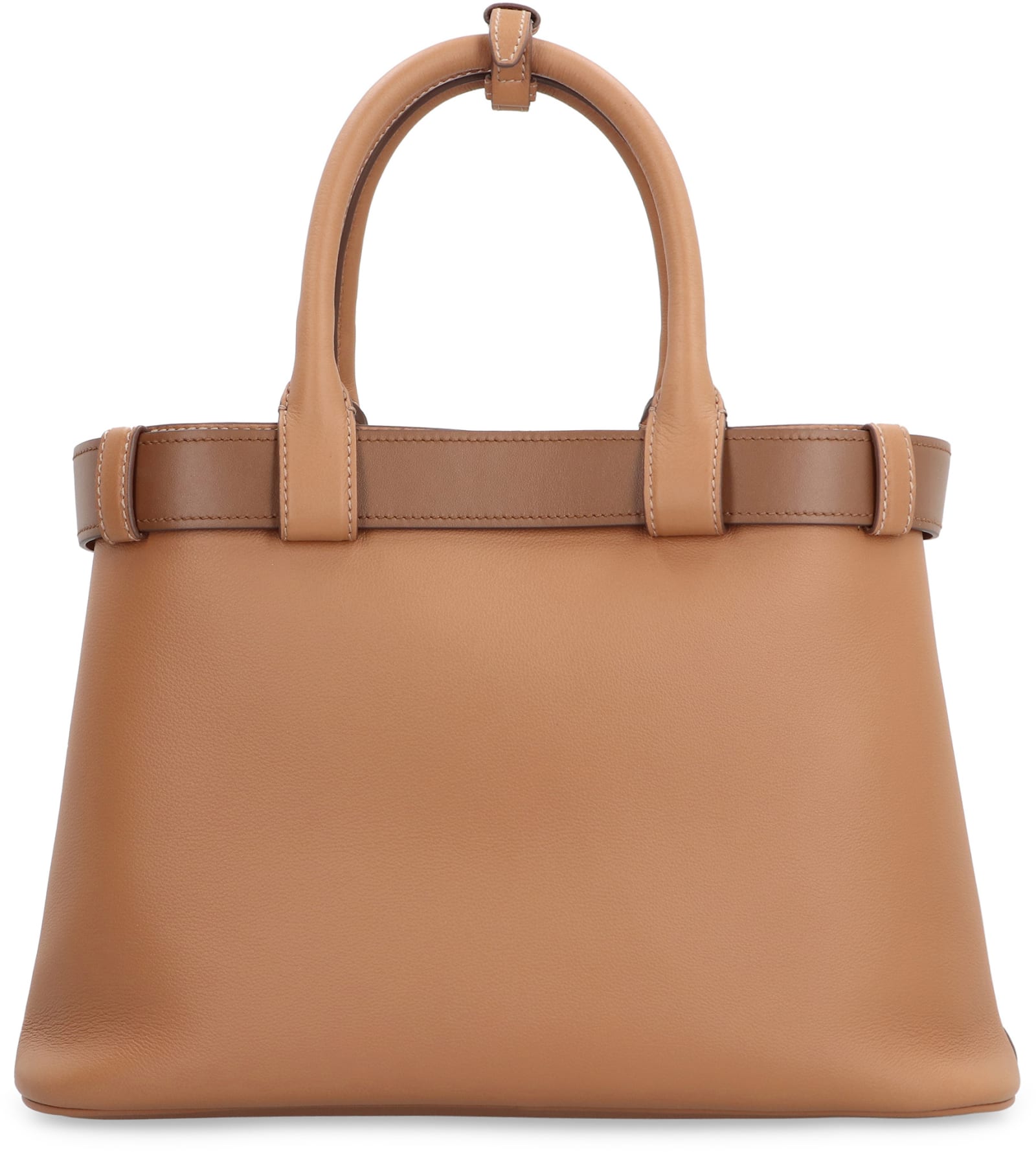 Prada Buckle Leather Bag In Saddle Brown