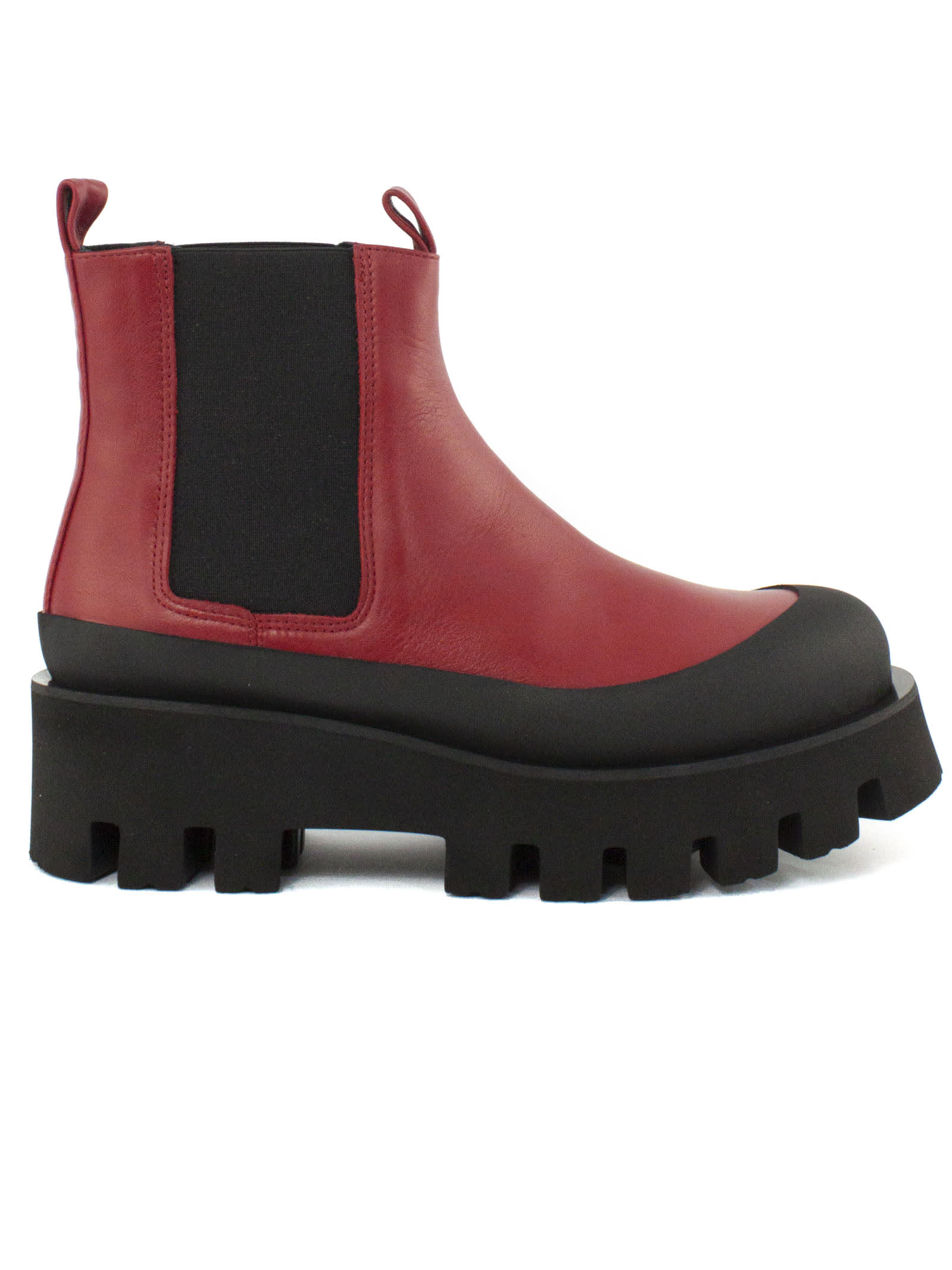 Paloma Barceló Red Leather Celine Chelsea Boots