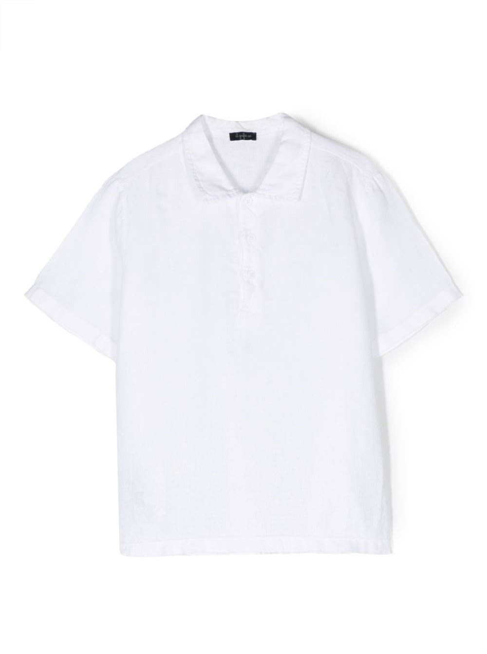 Shop Il Gufo White Polo Shirt With Short Sleeves In Linen Boy