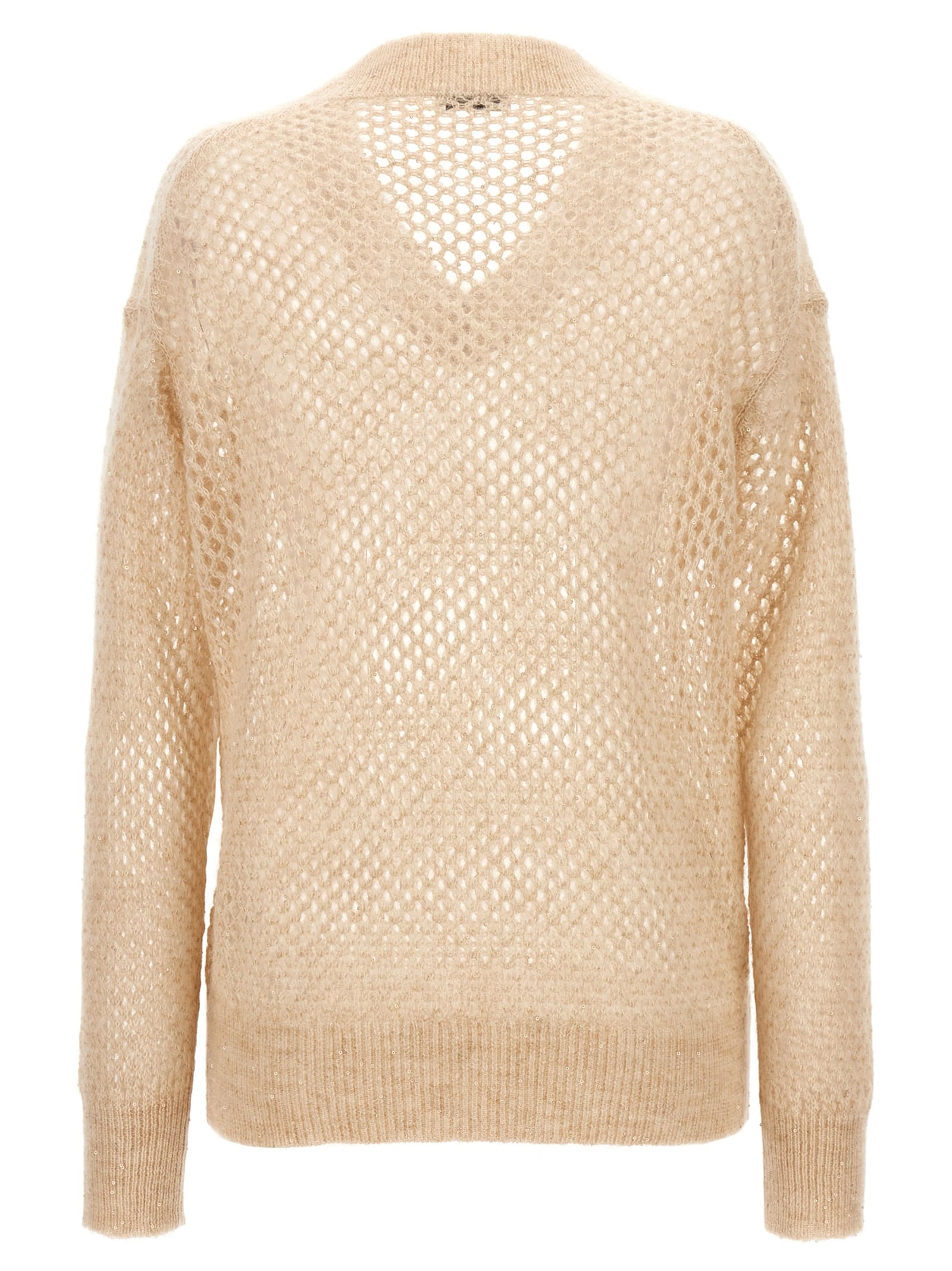 Brunello Cucinelli Rustic Dazzling Net Sweater In Neutral