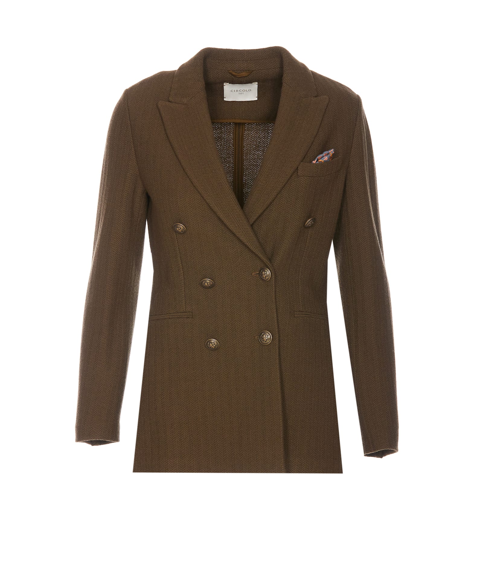 Shop Circolo 1901 Double Breasted Button Jacket In Green